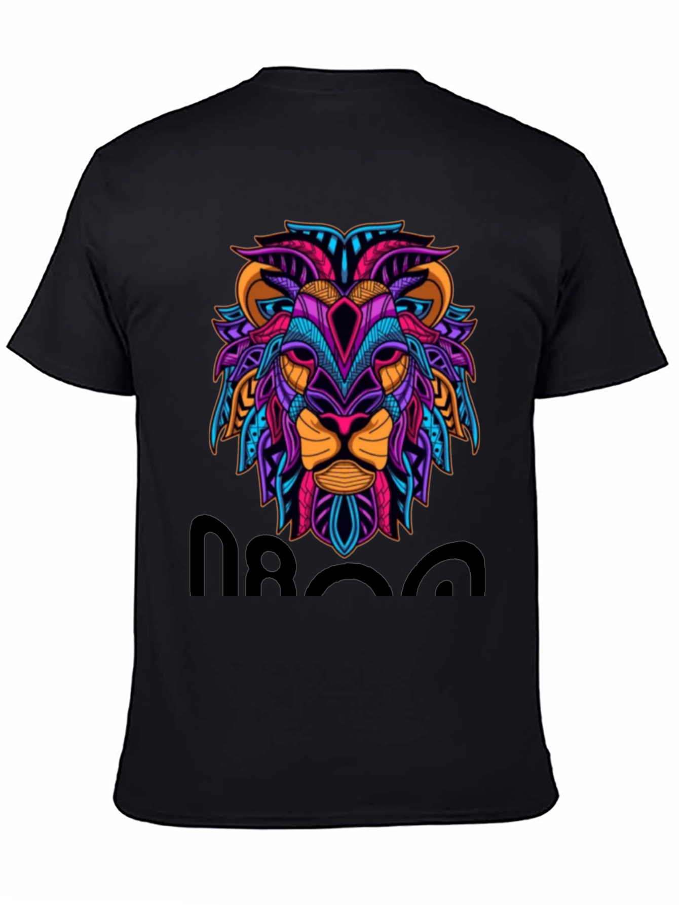 Black Lion Graphic Print Tee - Men's Black T-Shirt view 4