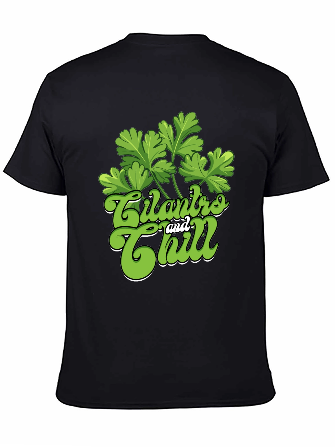 Black Cilantro and Chill Graphic T-Shirt, Black view 4