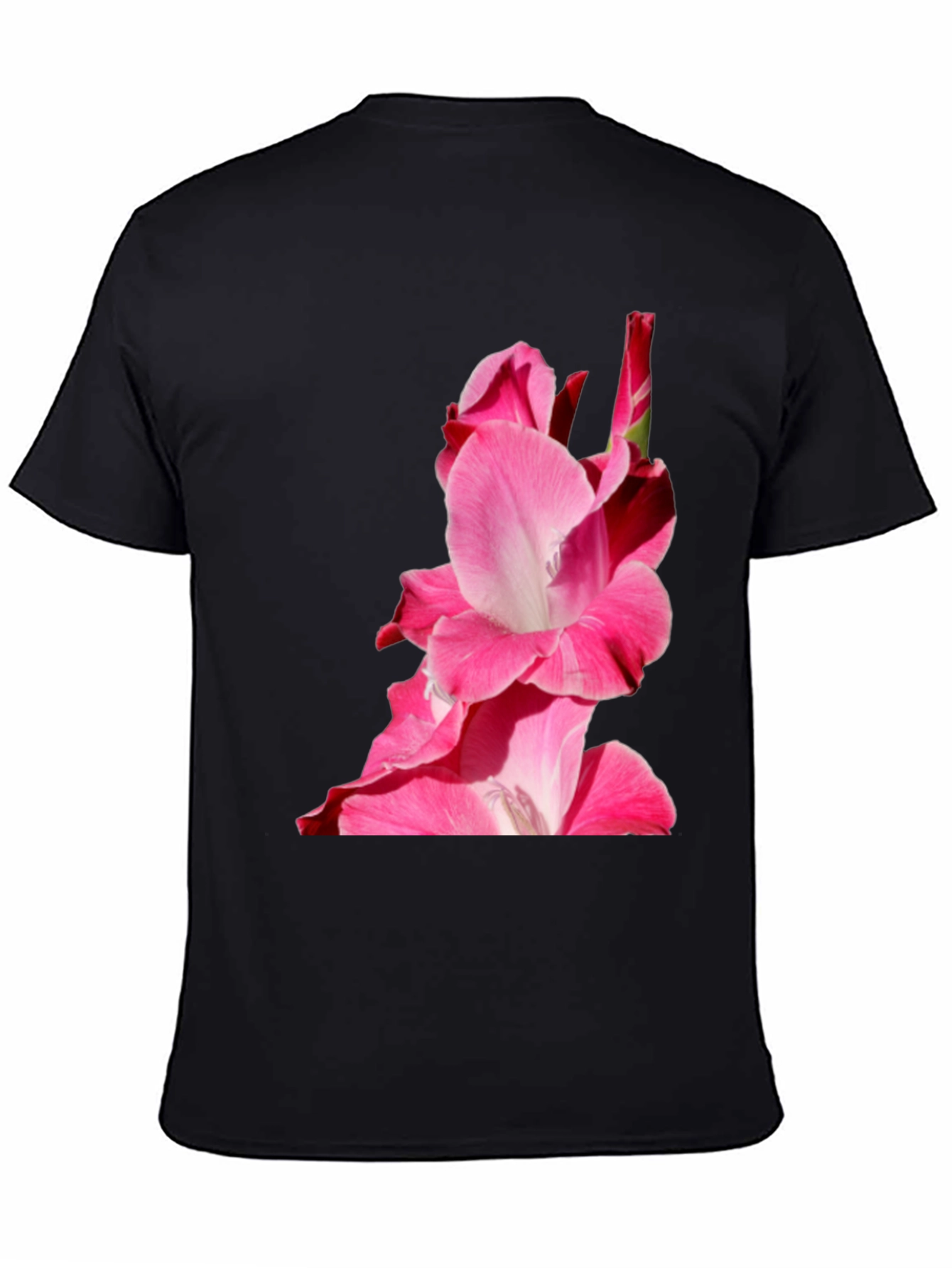 Black Pink Floral Print Black Tee view 4