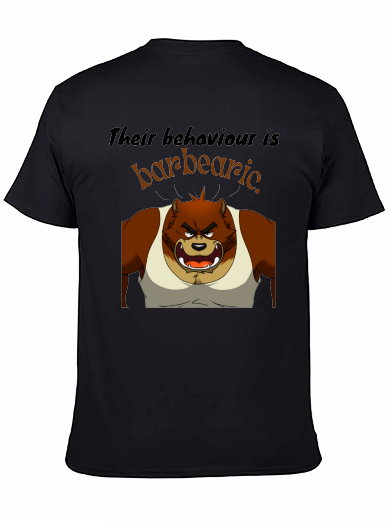 Black Barbearic Cartoon Bear T-Shirt view 4