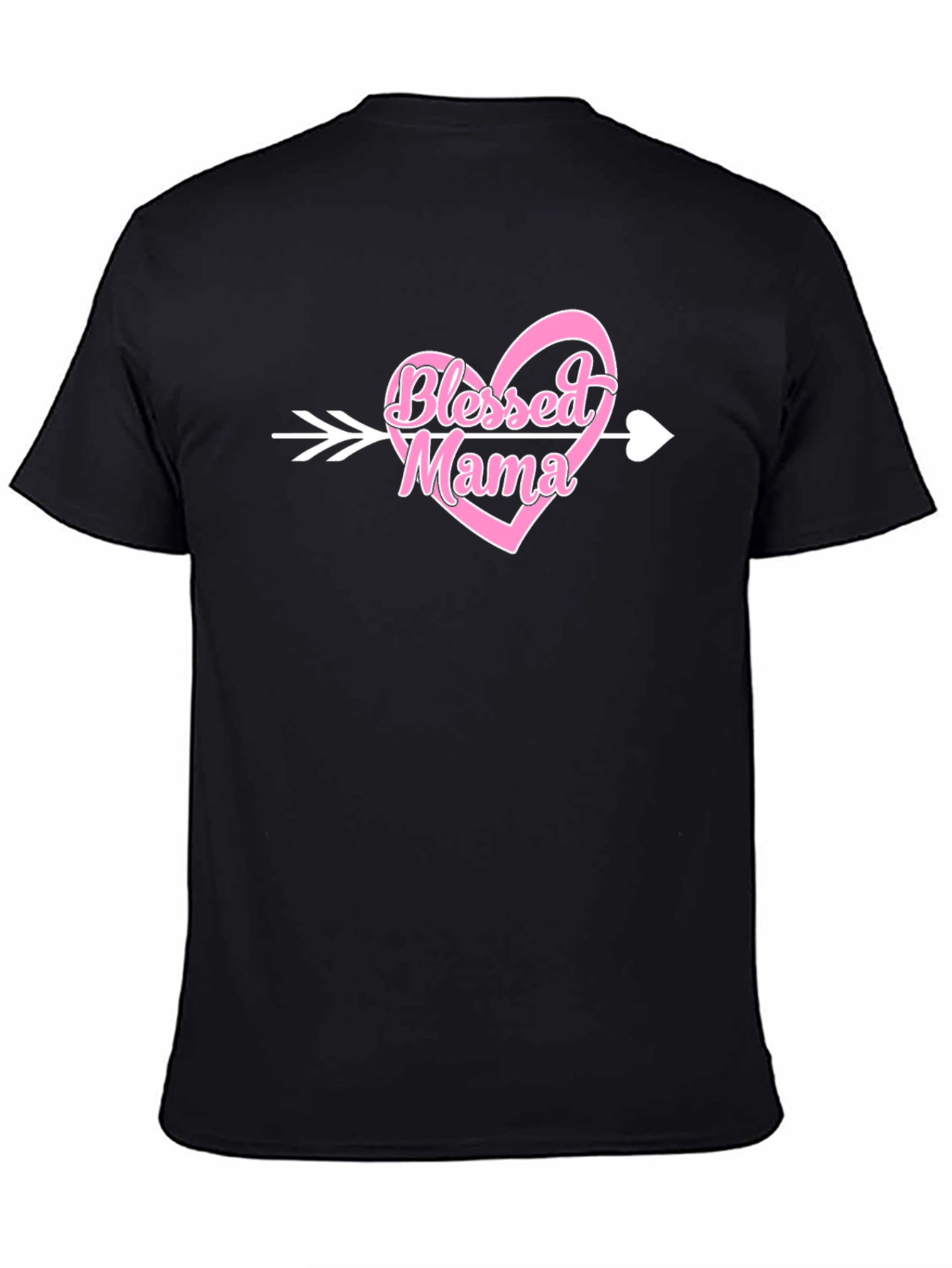 Black Blessed Mama Arrow Heart Graphic T-Shirt view 4