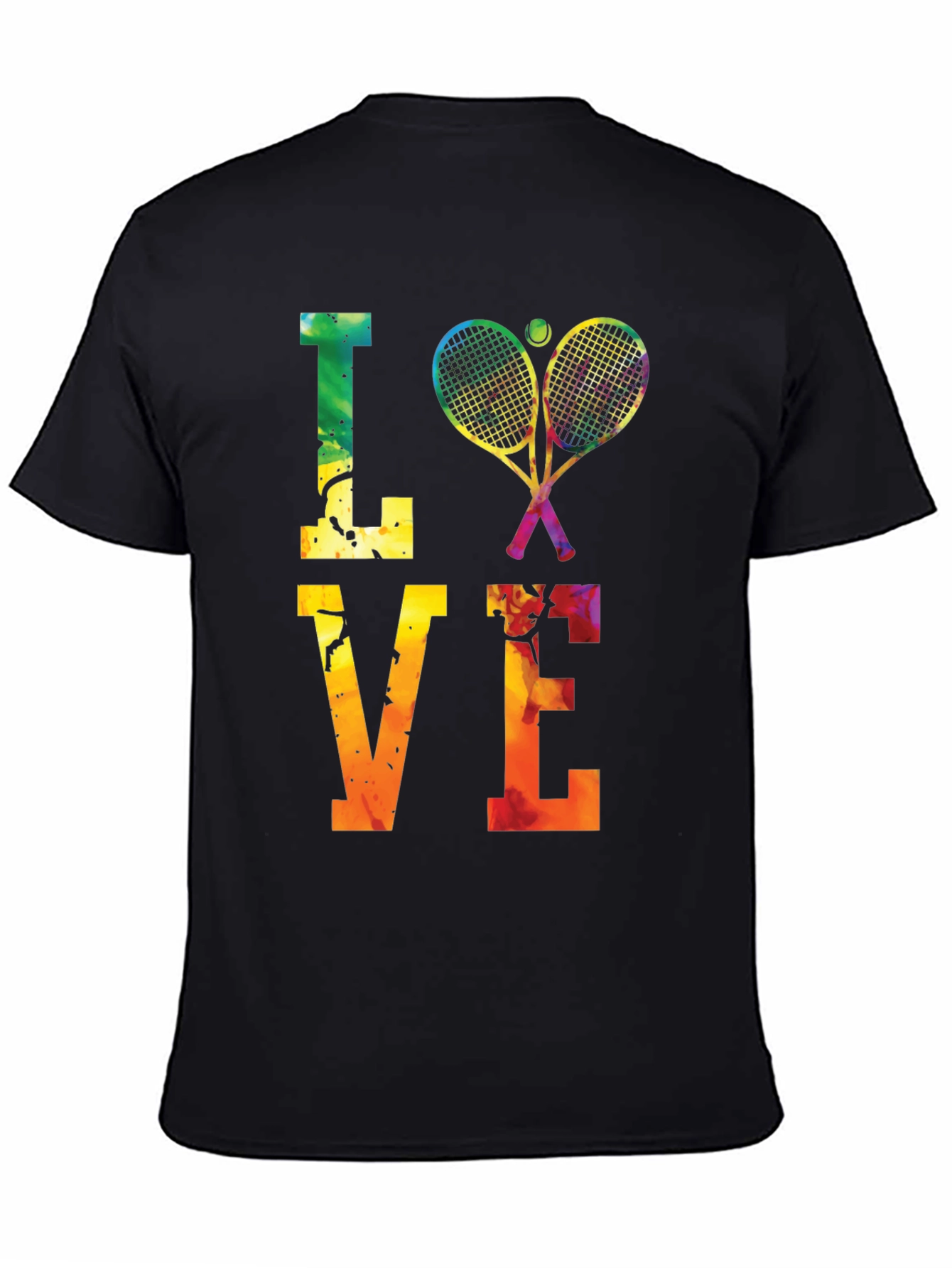 Black Tennis LOVE T-Shirt - Colorful Graphic Tee view 4