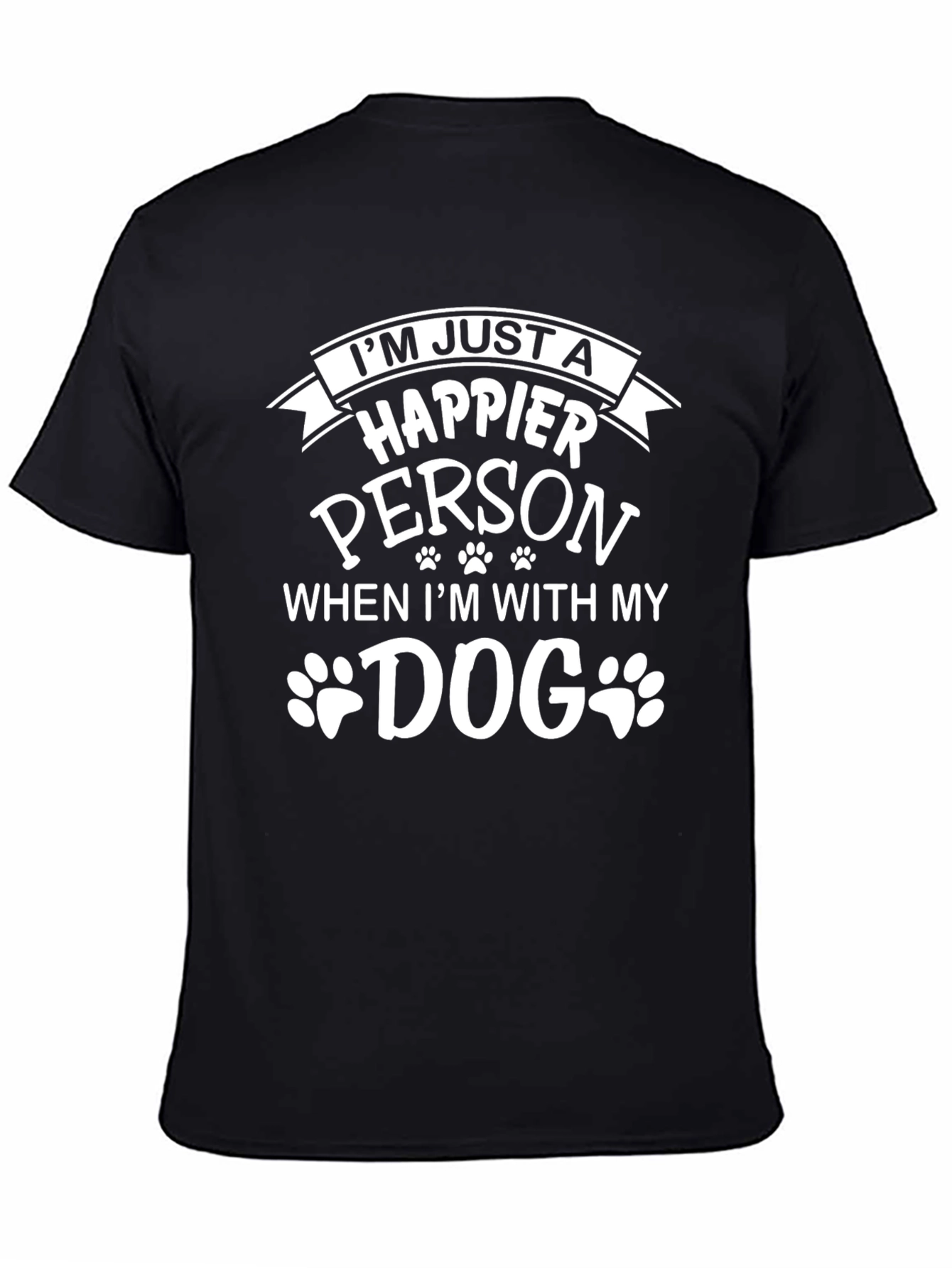 Black Happier Person Dog Lover Black T-Shirt view 4