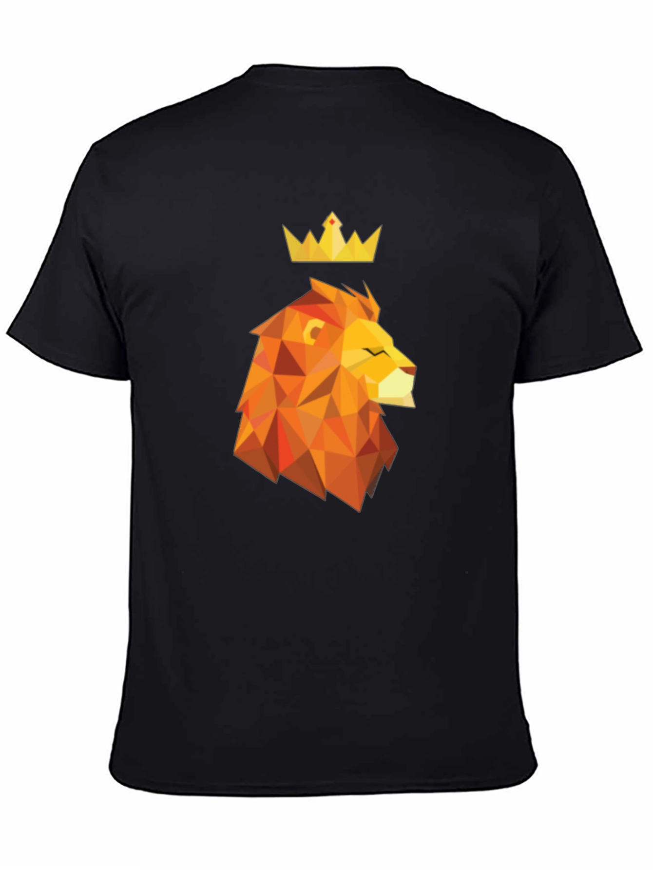 Black Geometric Lion King Graphic Tee - Stylish Men's Black T-Shirt view 4