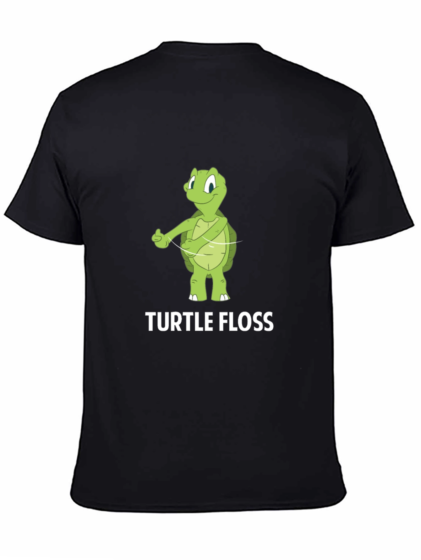 Black Turtle Floss T-Shirt - Funny Dental Hygiene Tee view 4