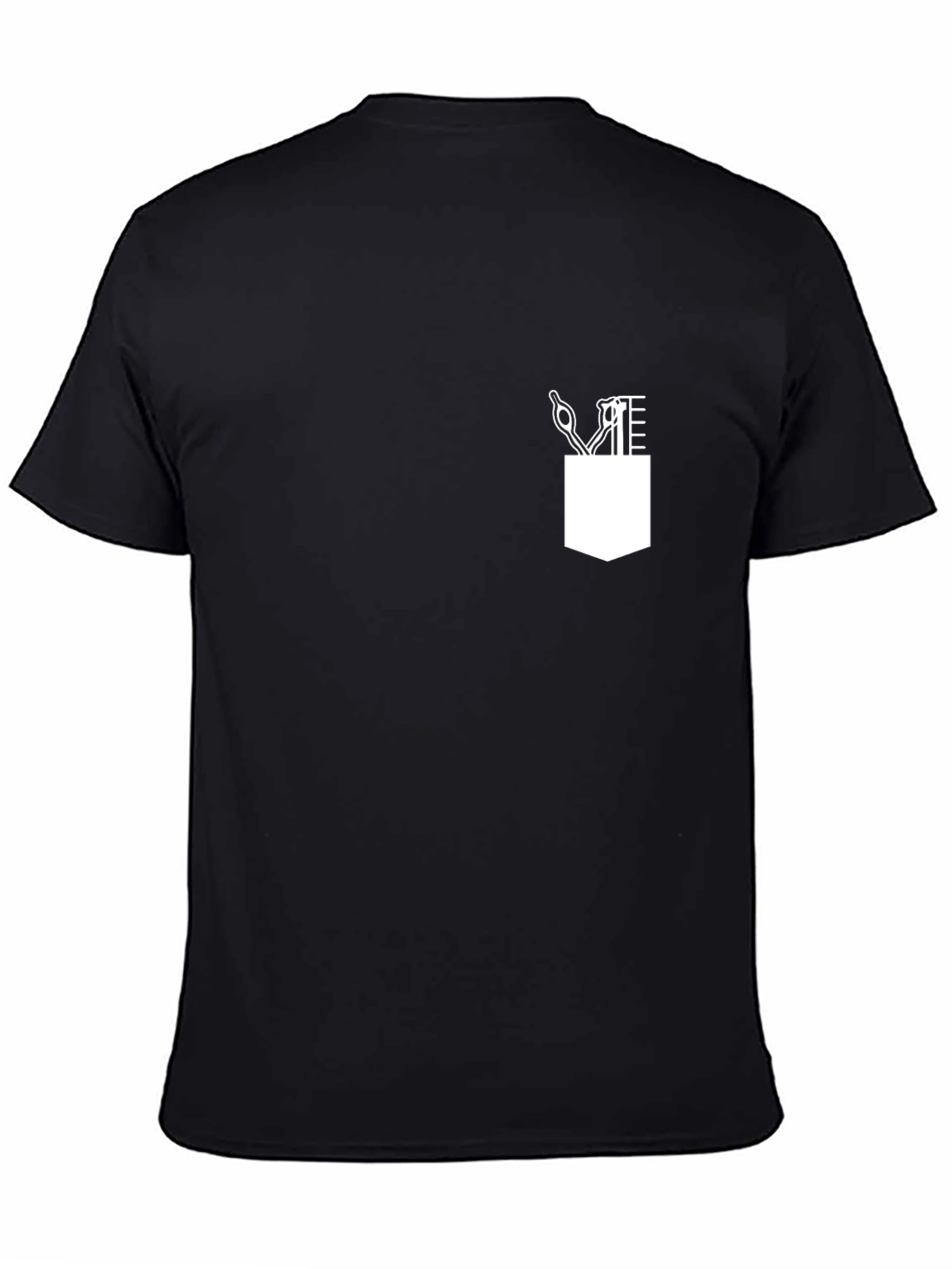 Black Stylish Barber Pocket Print T-Shirt view 4