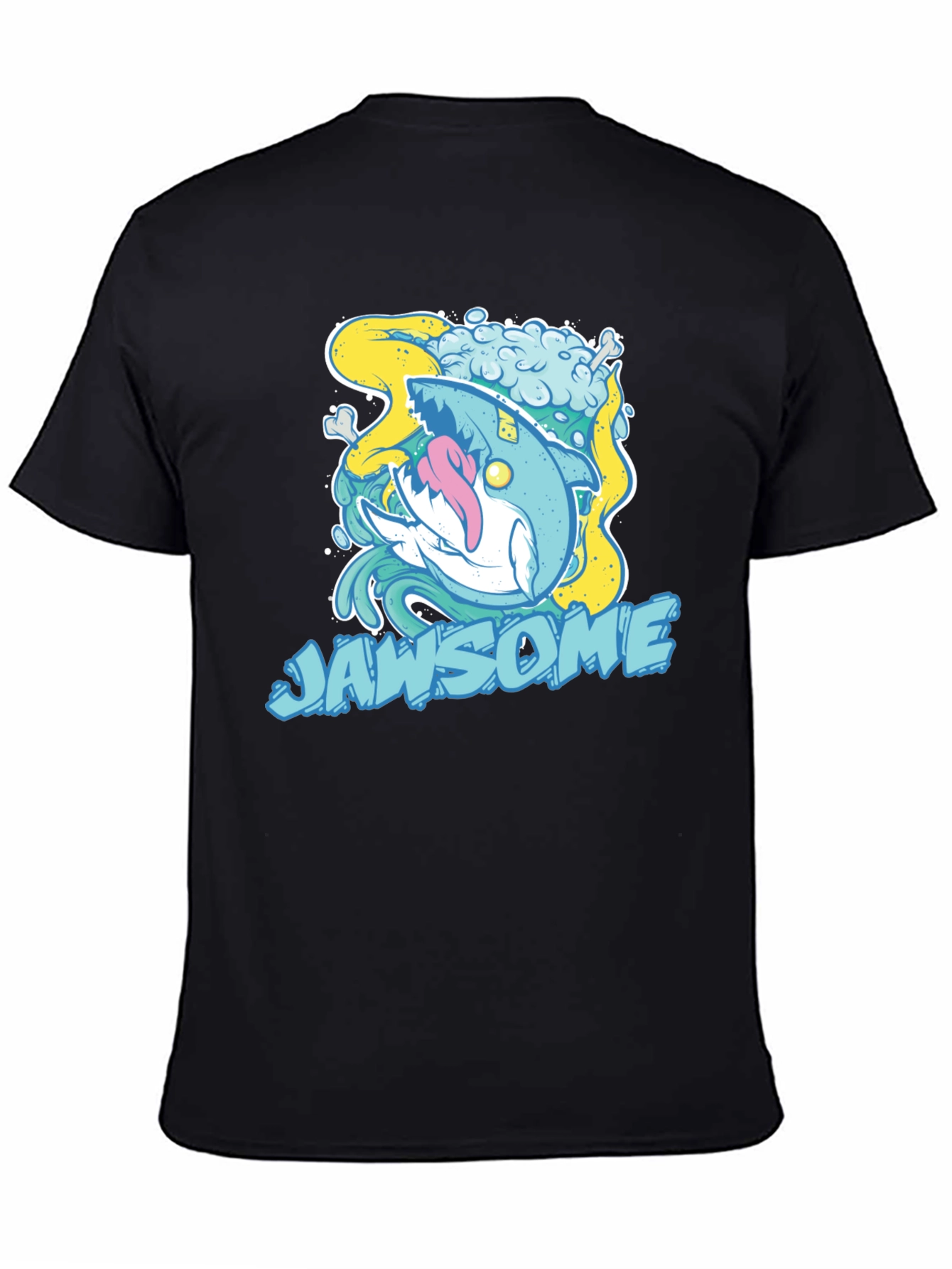 Black Jawsome Shark Graphic T-Shirt - Unique Cartoon Design view 4