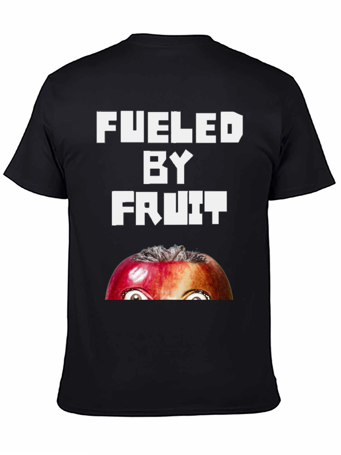 Black Fueled By Fruit T-Shirt - Funny Apple Face Tee view 4