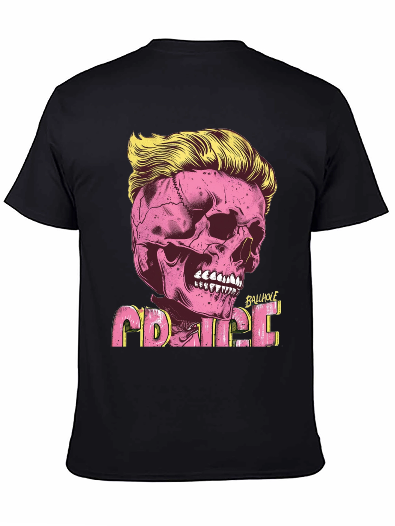 Black Skull with Hair T-shirt view 4
