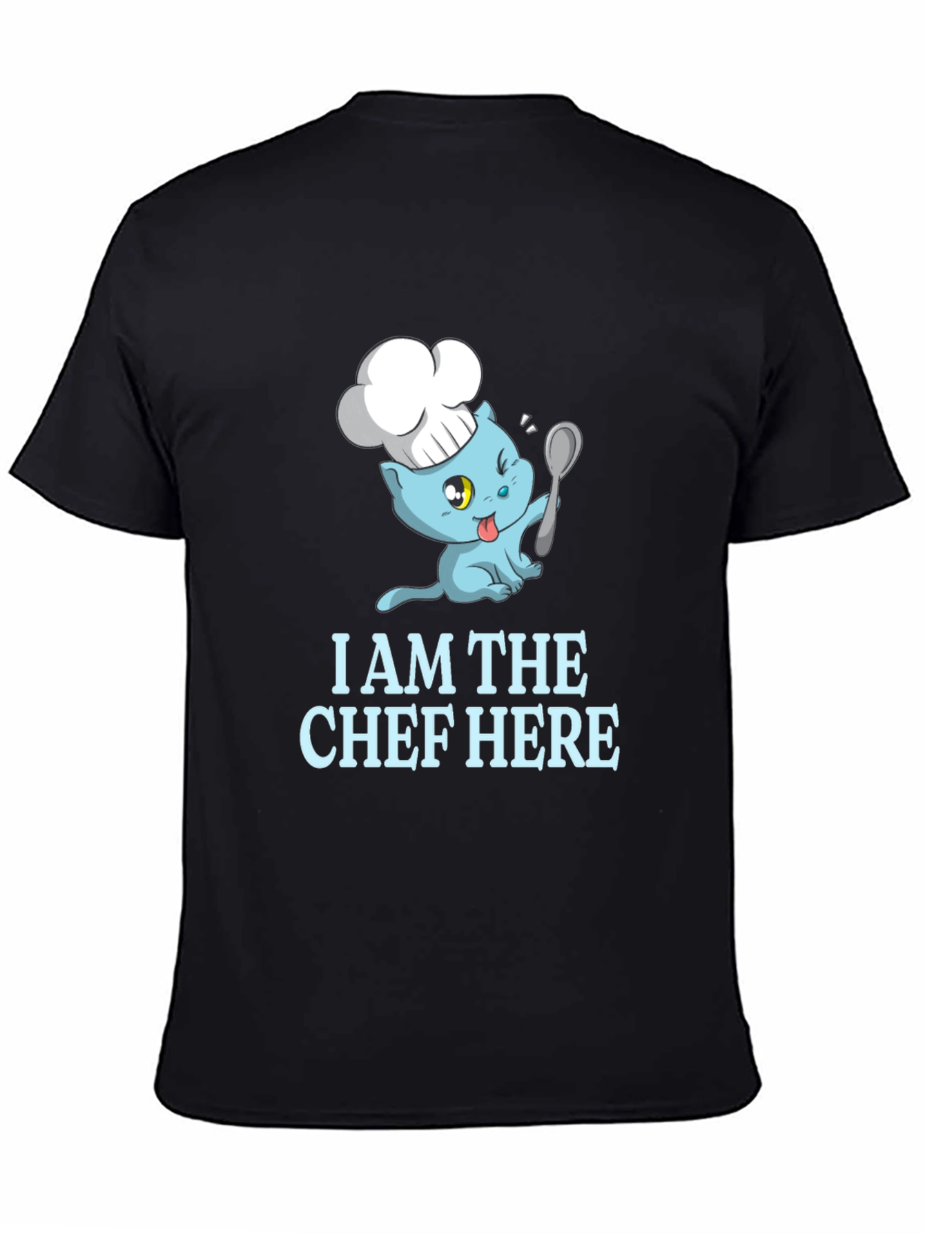 Black Chef Cat Graphic T-Shirt - Funny Foodie Tee view 4