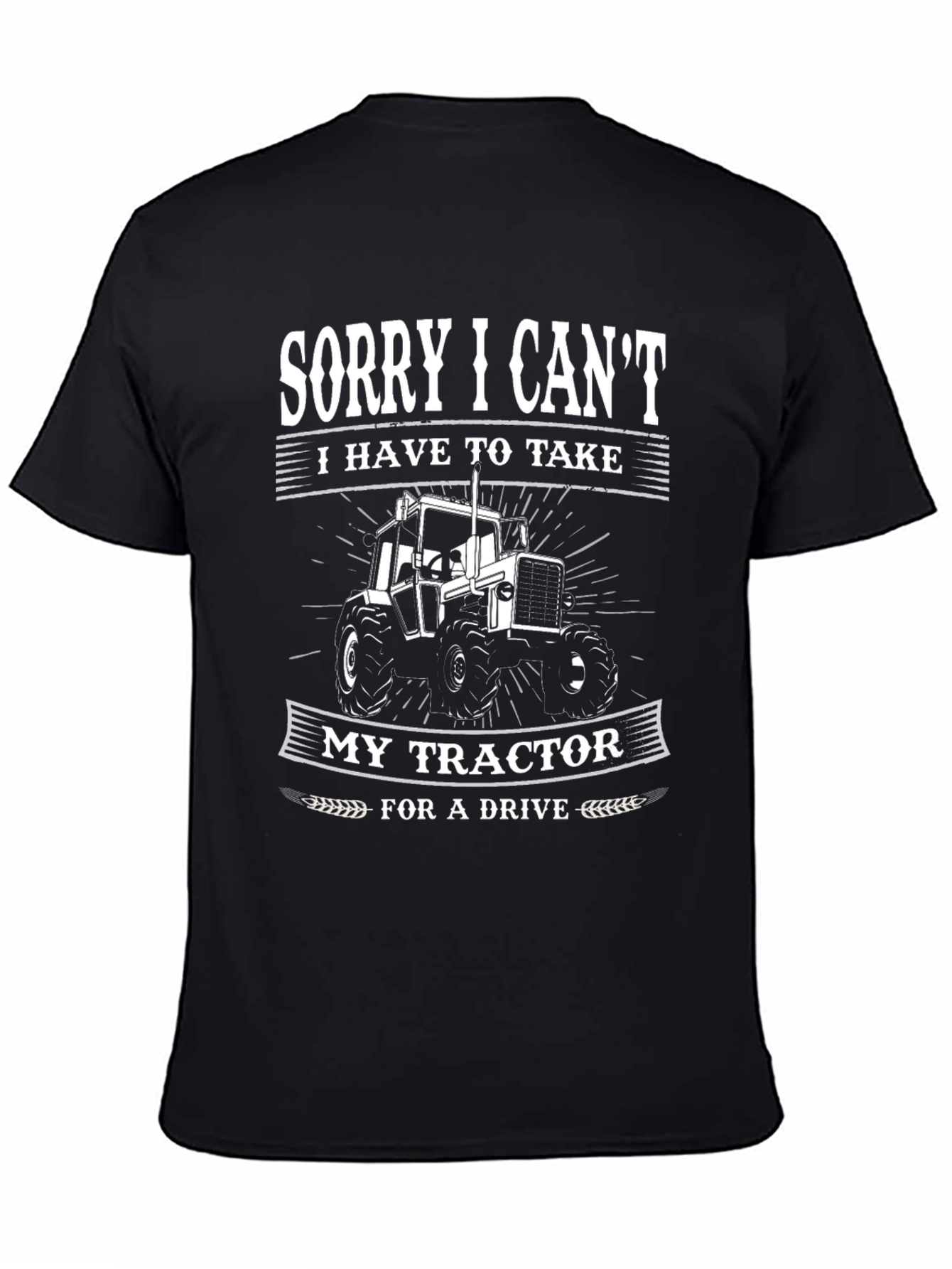 Black Sorry, I Can't, Tractor Graphic Tee view 4