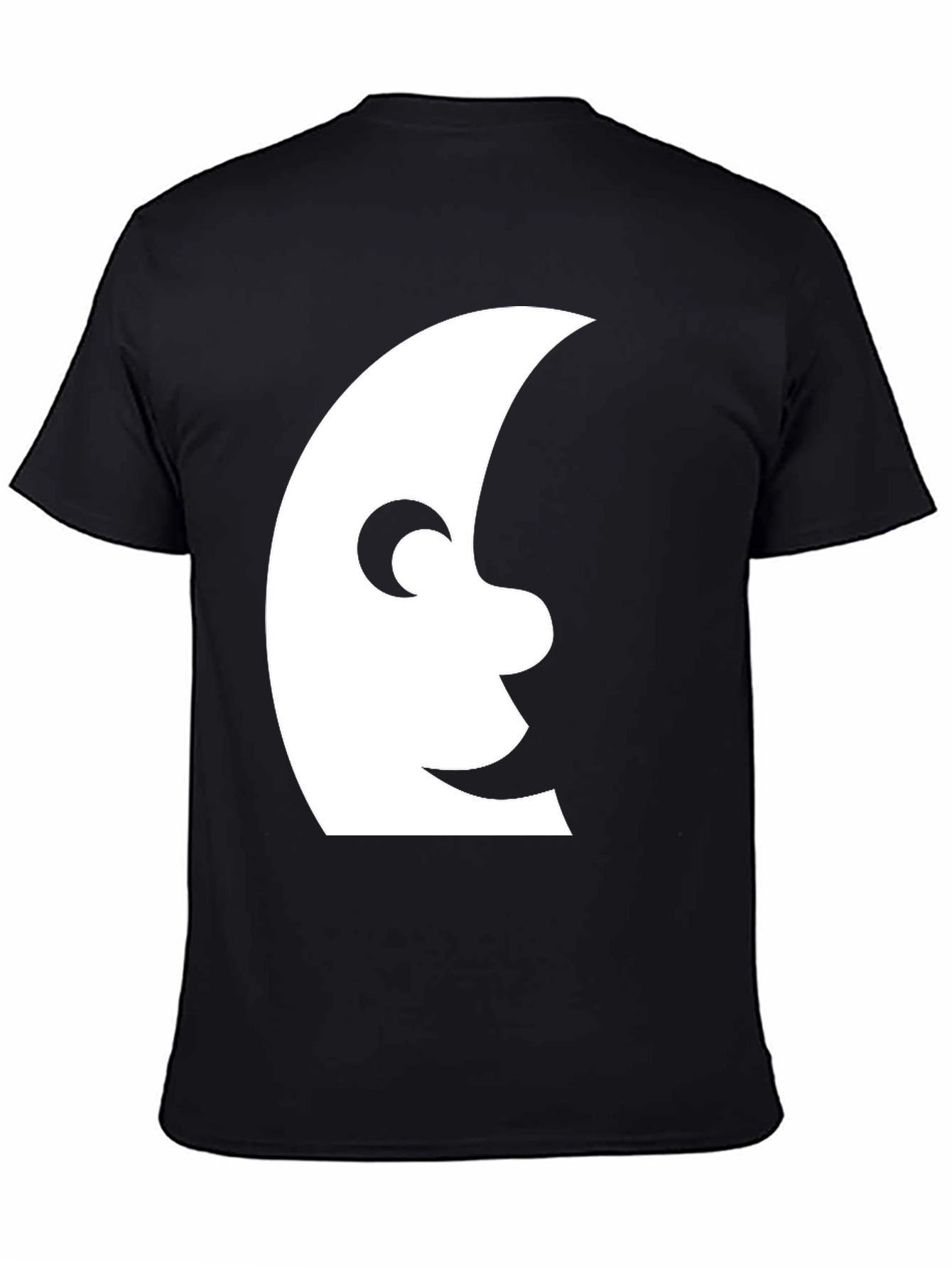 Black Men's Black T-Shirt with Moon Face Graphic view 4