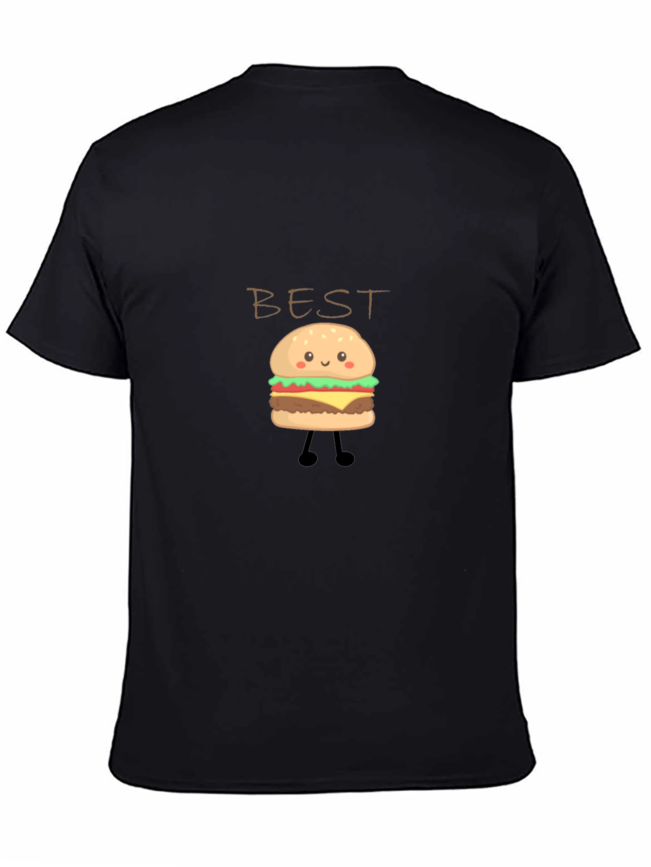 Black Best Burger T-Shirt - Cute Cartoon Foodie Tee view 4