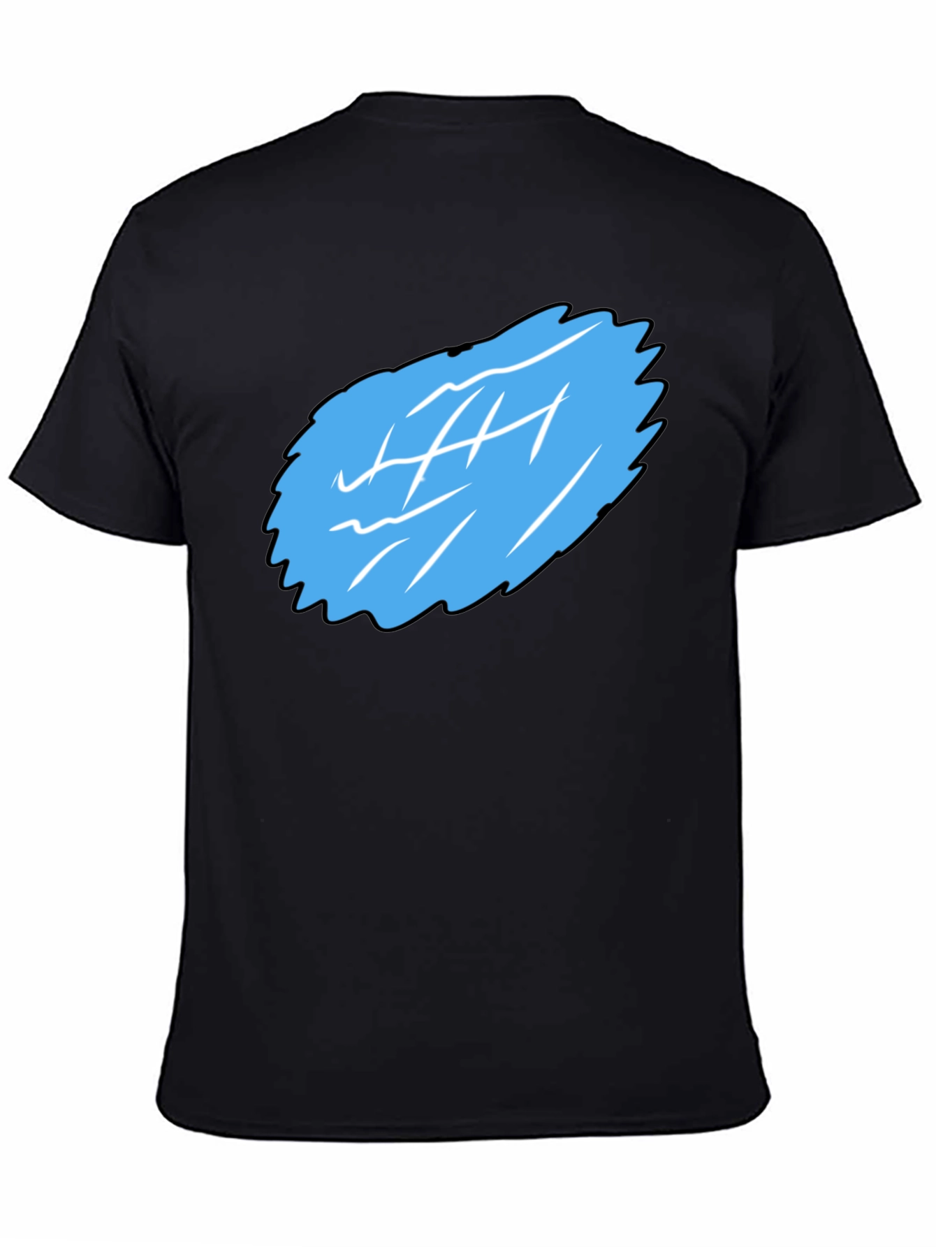 Black Men's Black Graphic Tee - Abstract Blue Design view 4