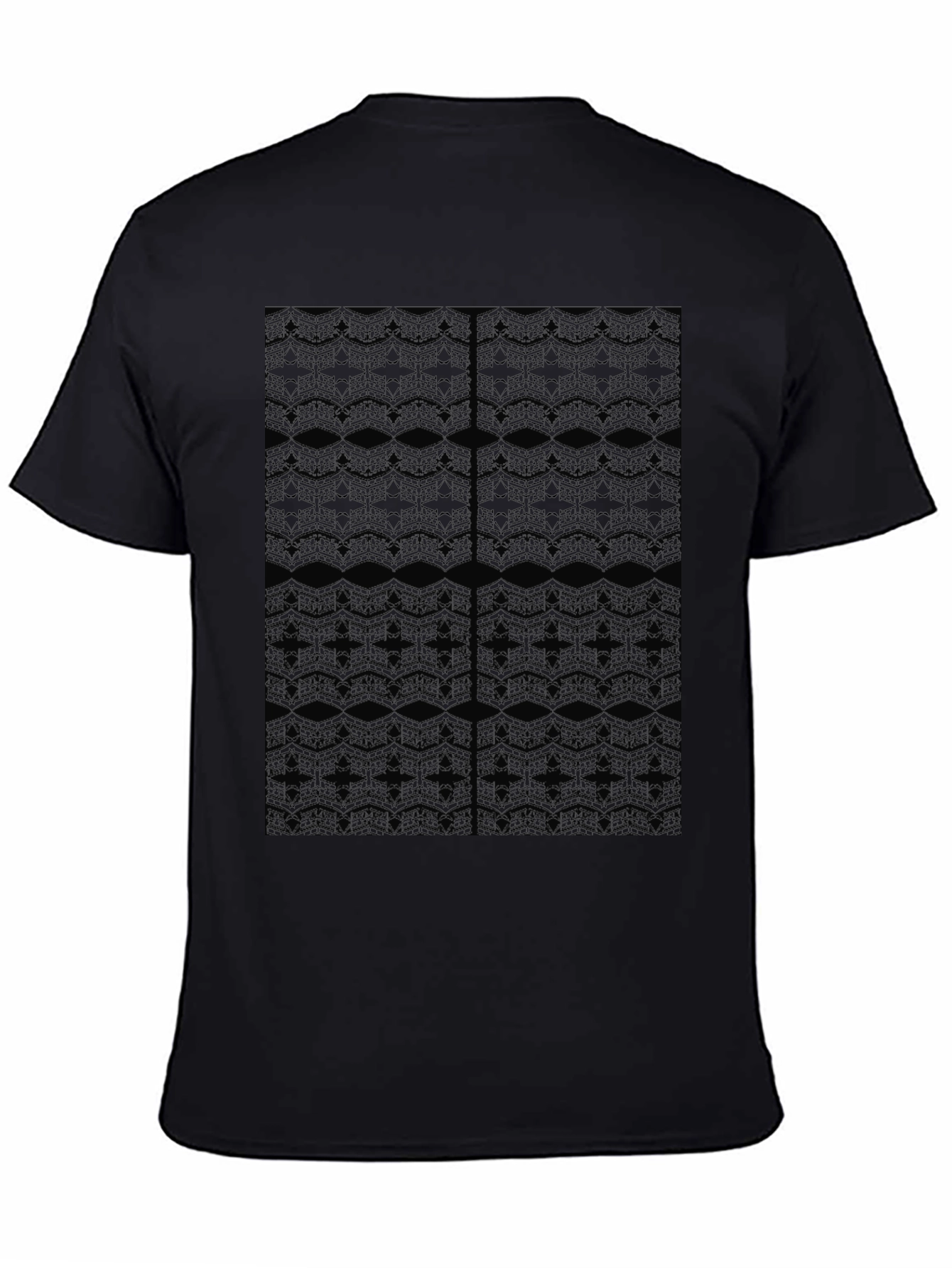 Black Men's Black Patterned Crew Neck T-Shirt view 4