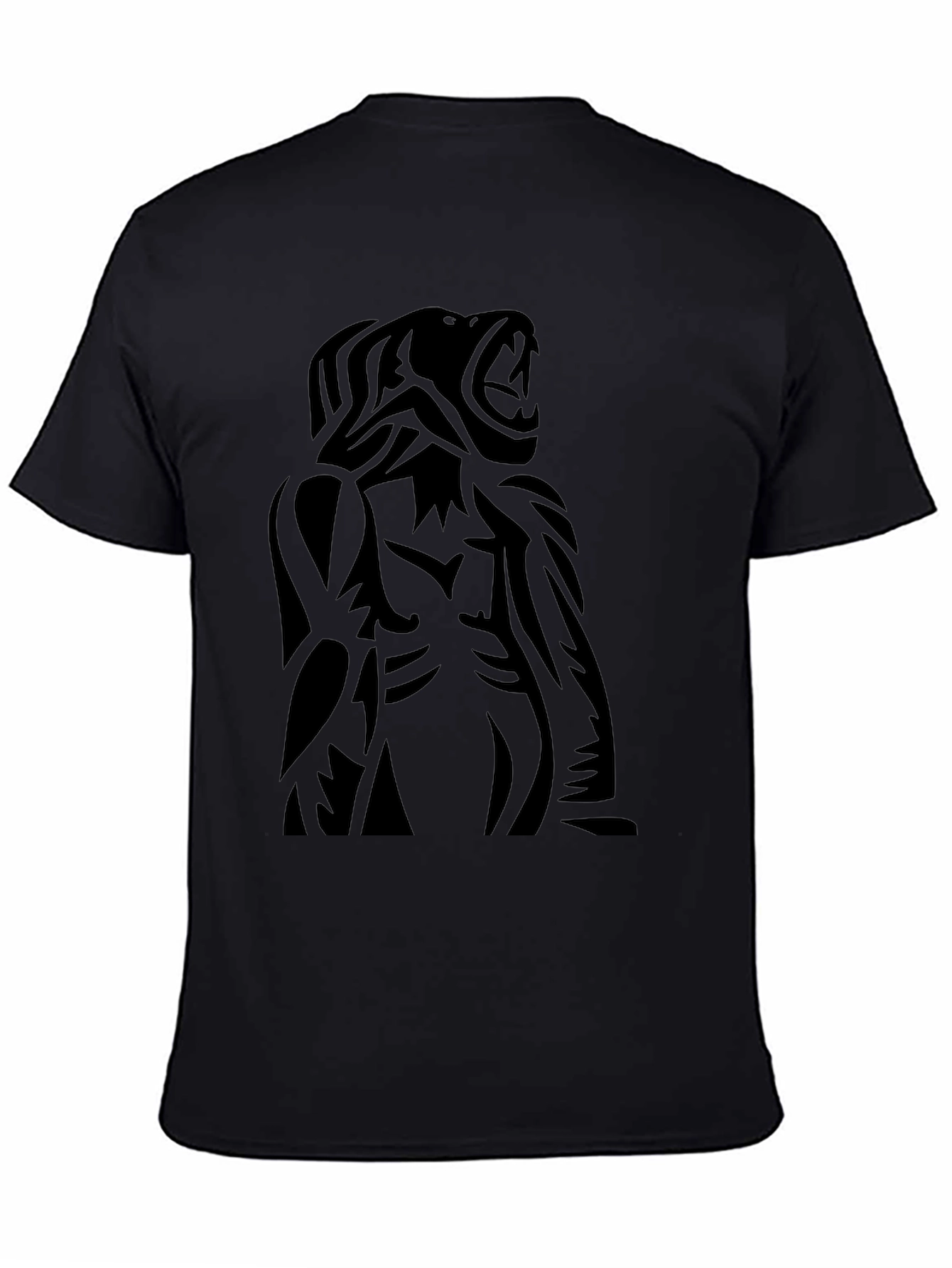 Black Roaring Beast Black Graphic Tee - Bold Statement Shirt view 4