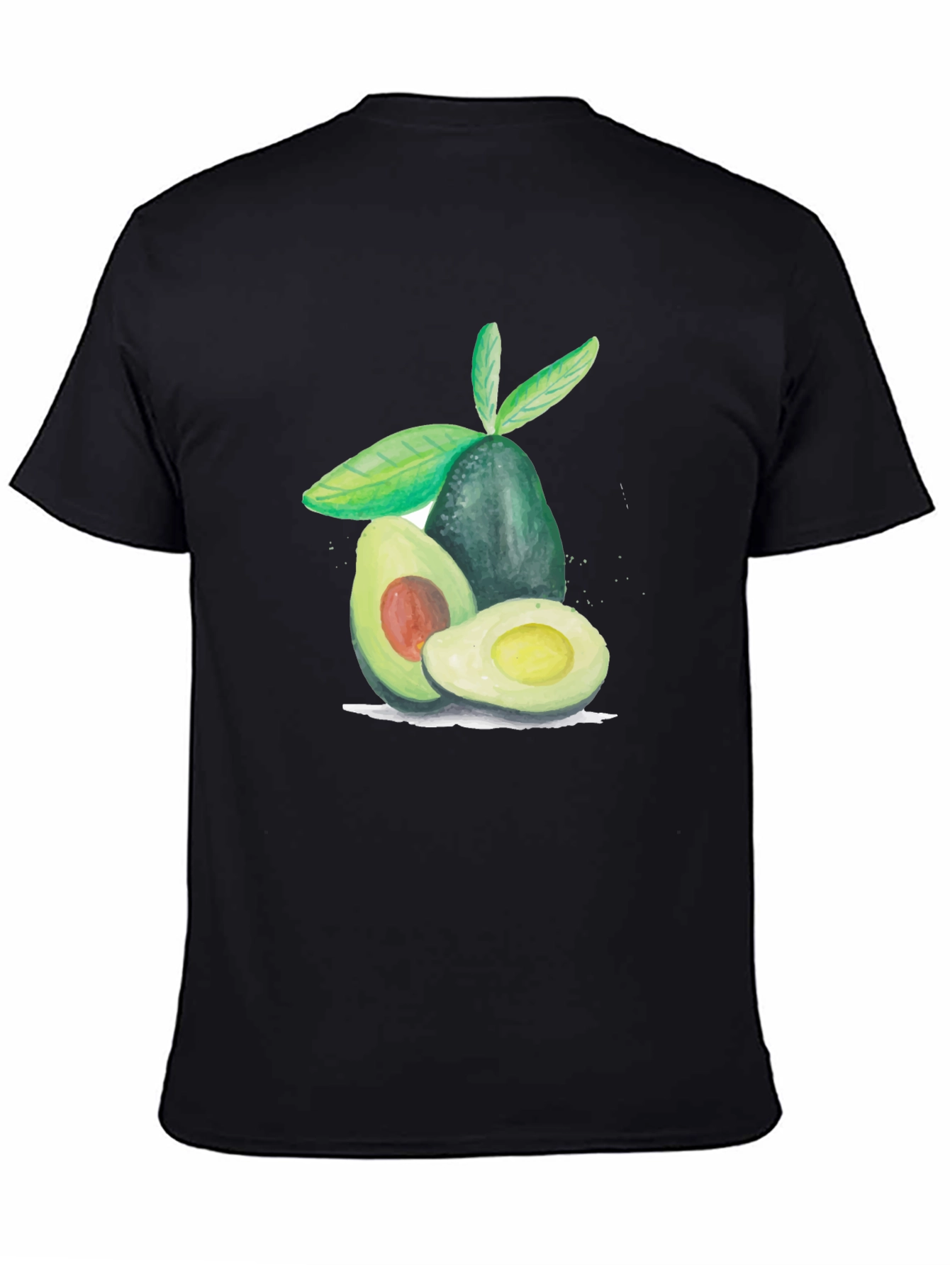 Black Avocado Graphic Tee - Casual Fruit Print T-Shirt view 4