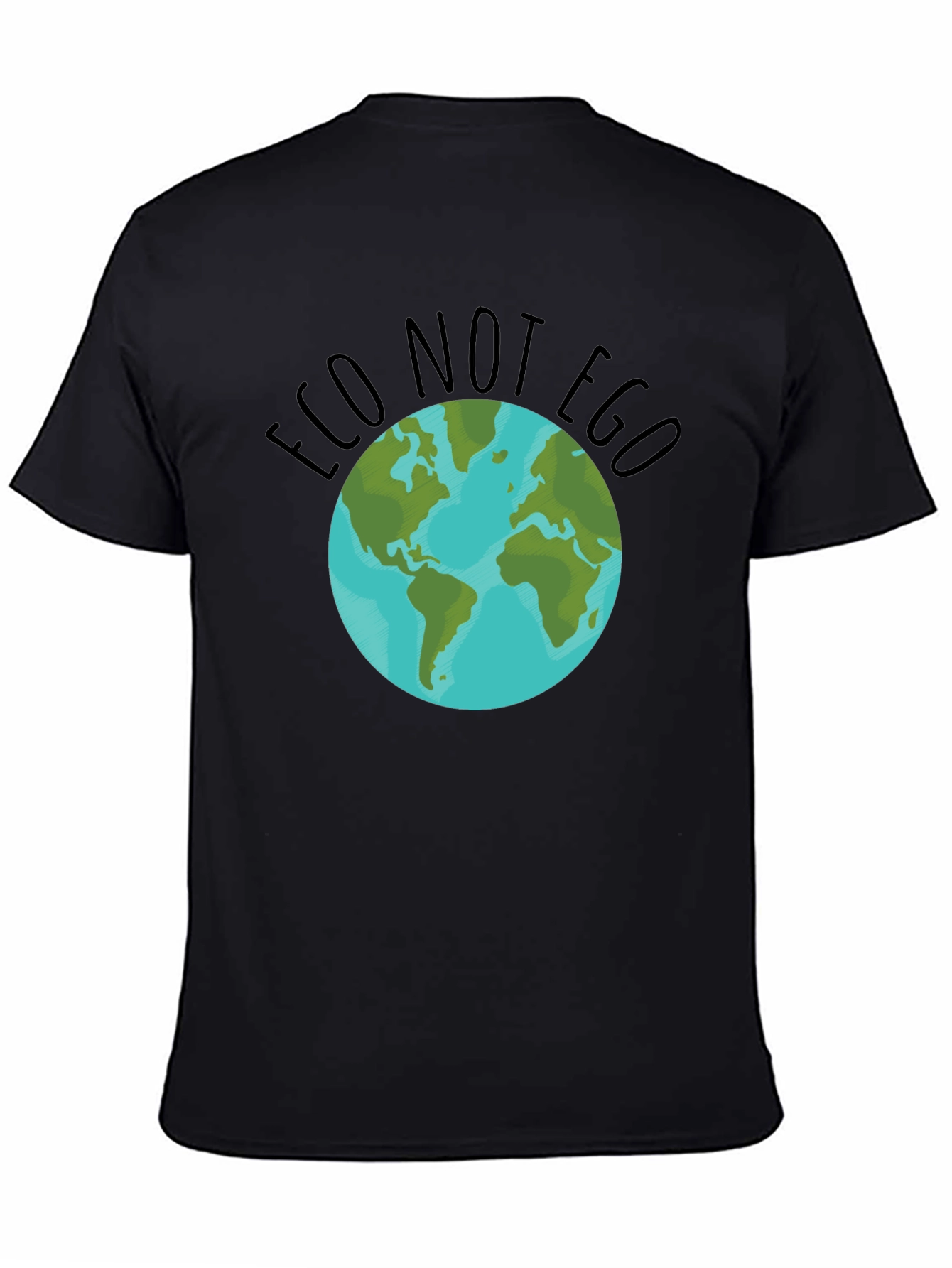 Black Eco Not Ego Earth Graphic Tee - Black view 4
