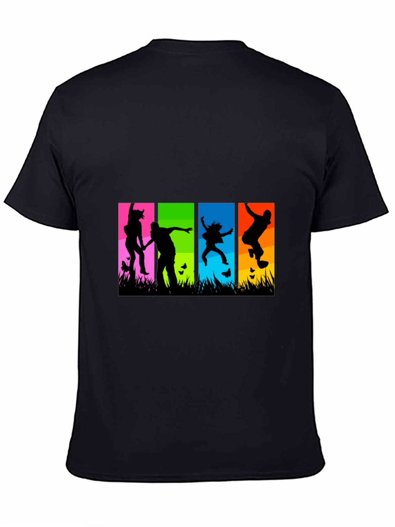 Black Colorful Silhouette Jumpers Black T-Shirt view 4