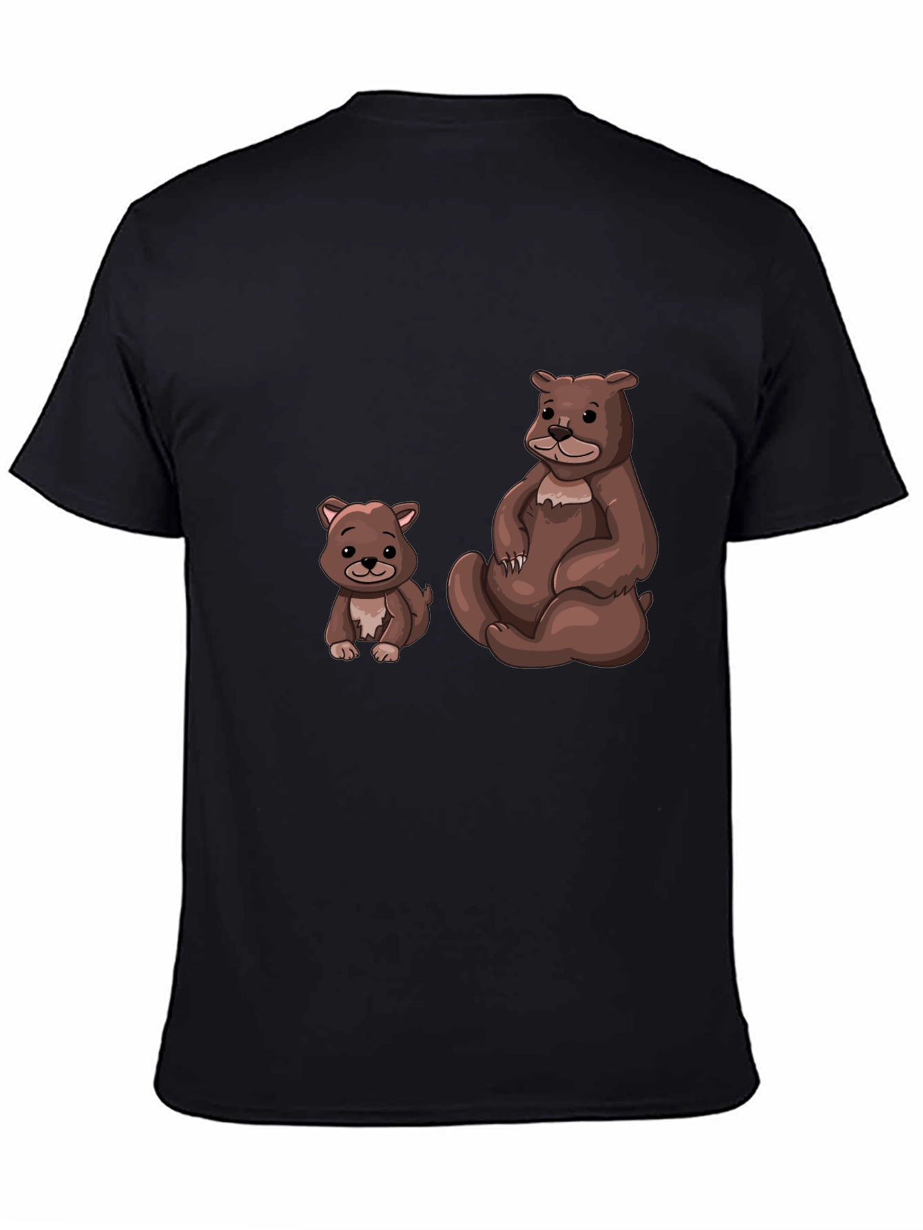 Black Cute Bears Graphic Black T-Shirt - Casual Wear view 4