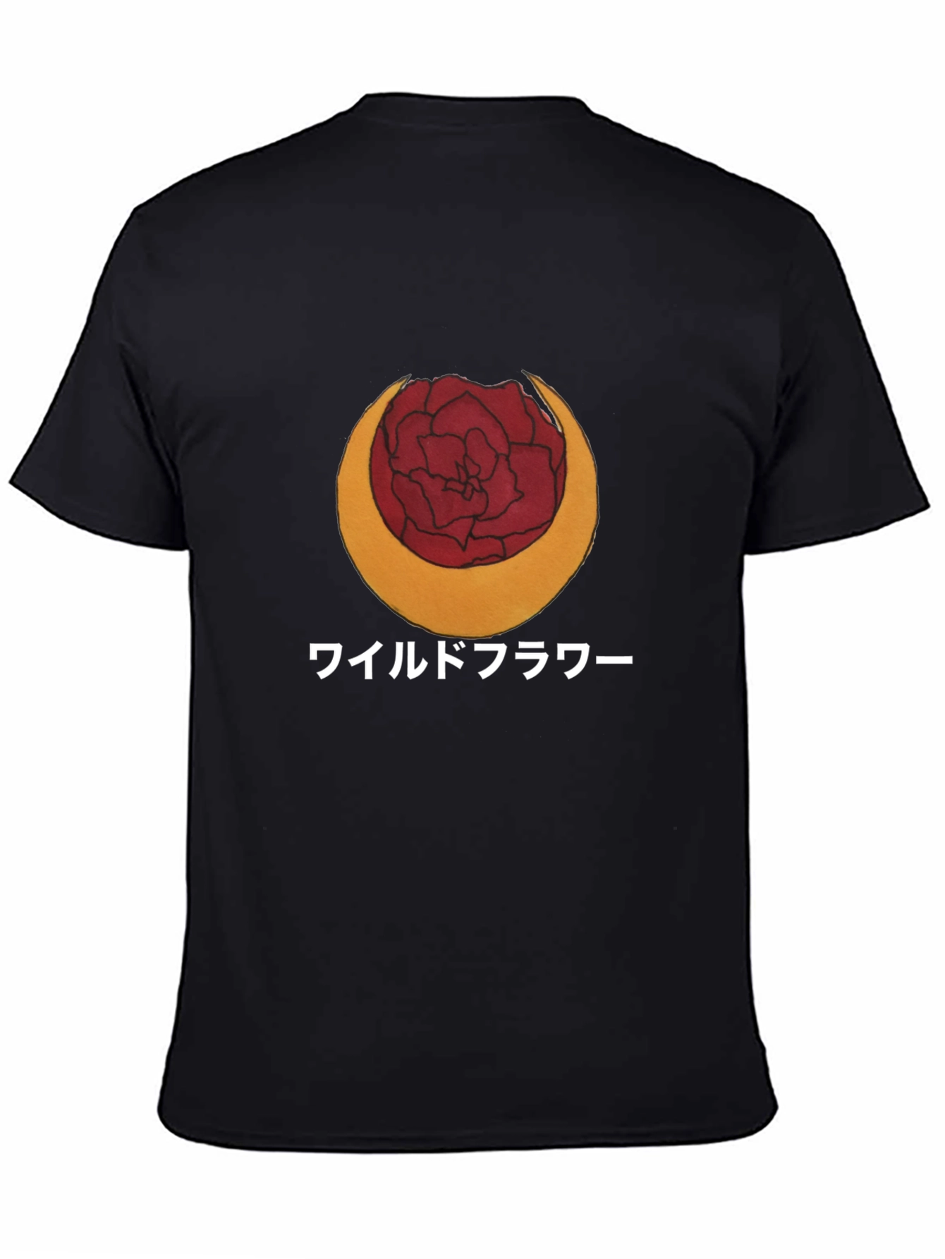 Black Wildflower Graphic Tee - Japanese Text view 4