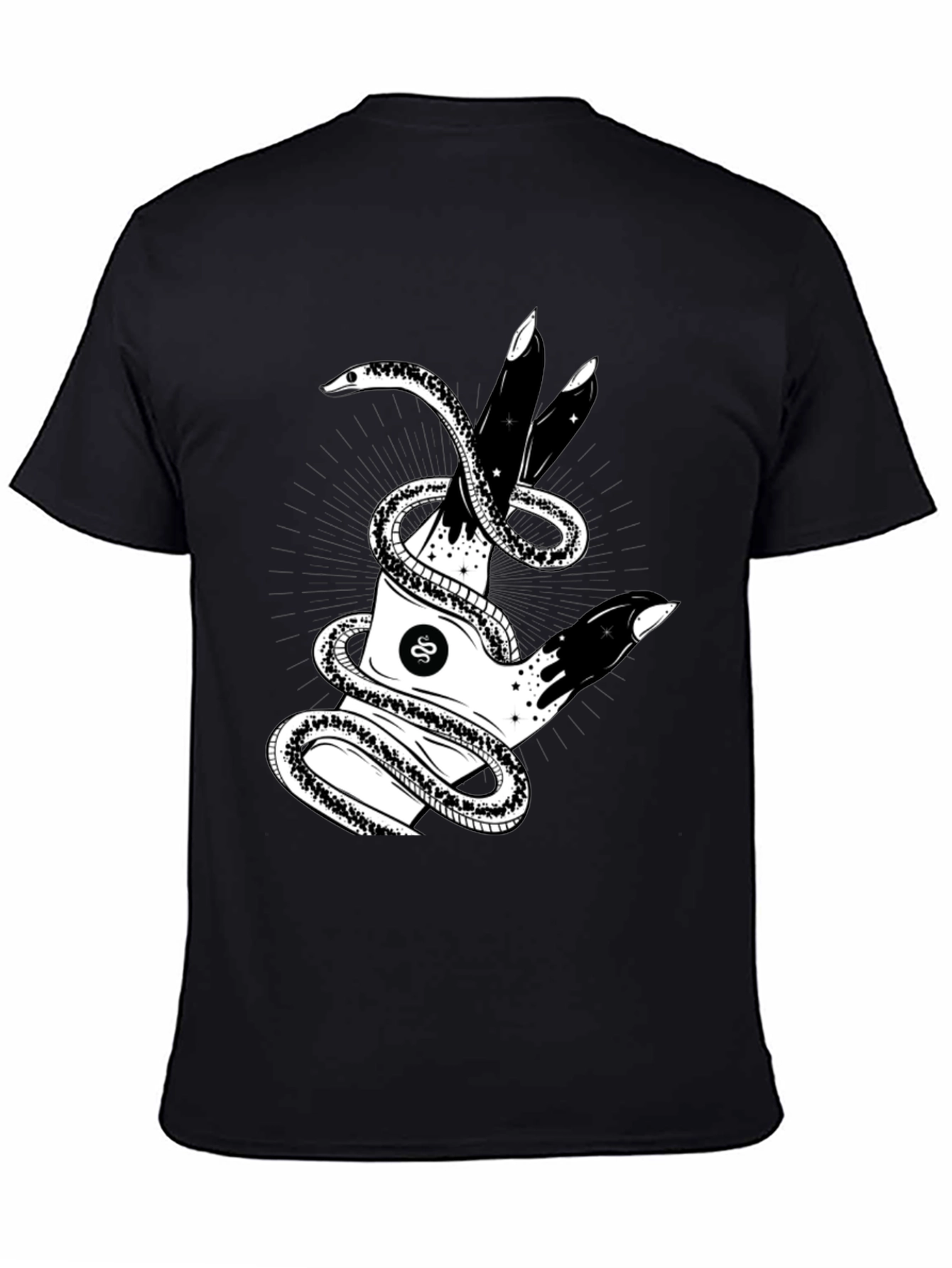 Black Mystic Snake & Hand Graphic Tee - Black view 4