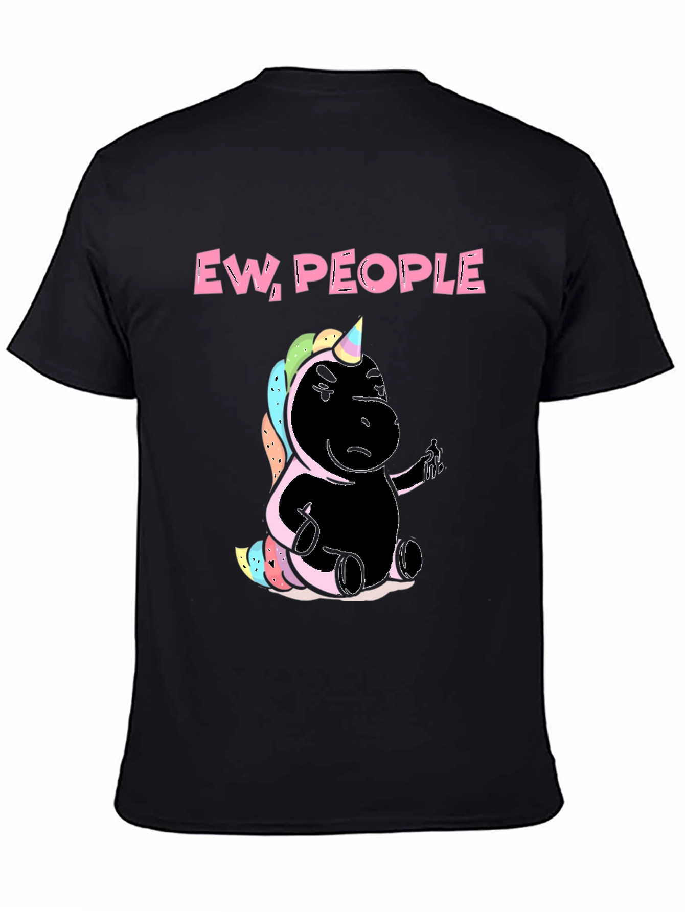 Black Ew People Unicorn Graphic Tee - Black Cotton T-Shirt view 4