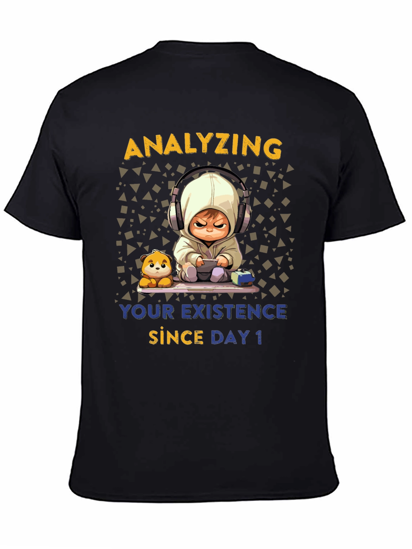 Black Analyzing Existence T-Shirt - Funny Gamer Baby Tee view 4
