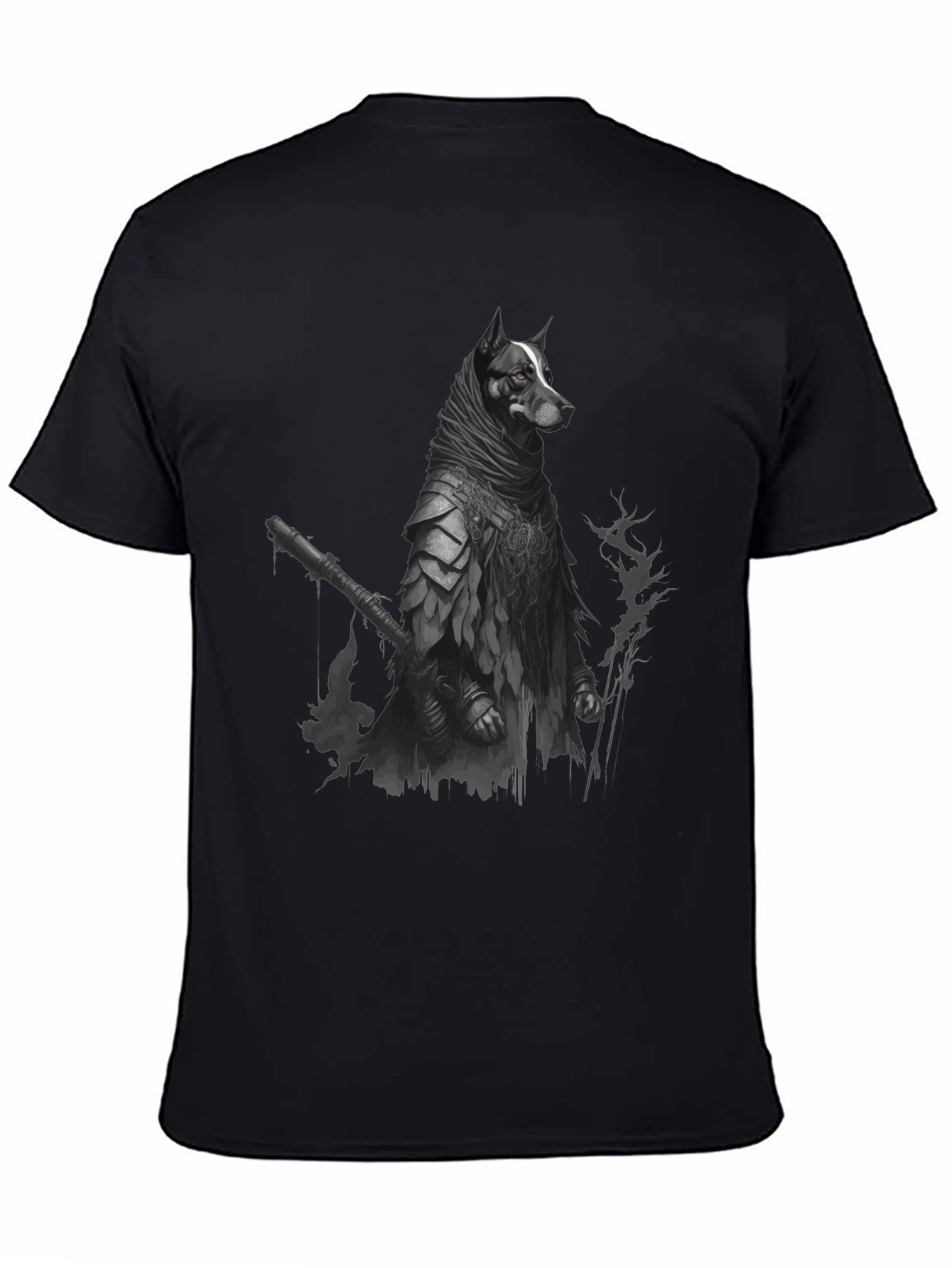 Dog Warrior Graphic Tee - Black Cotton T-Shirt - 4