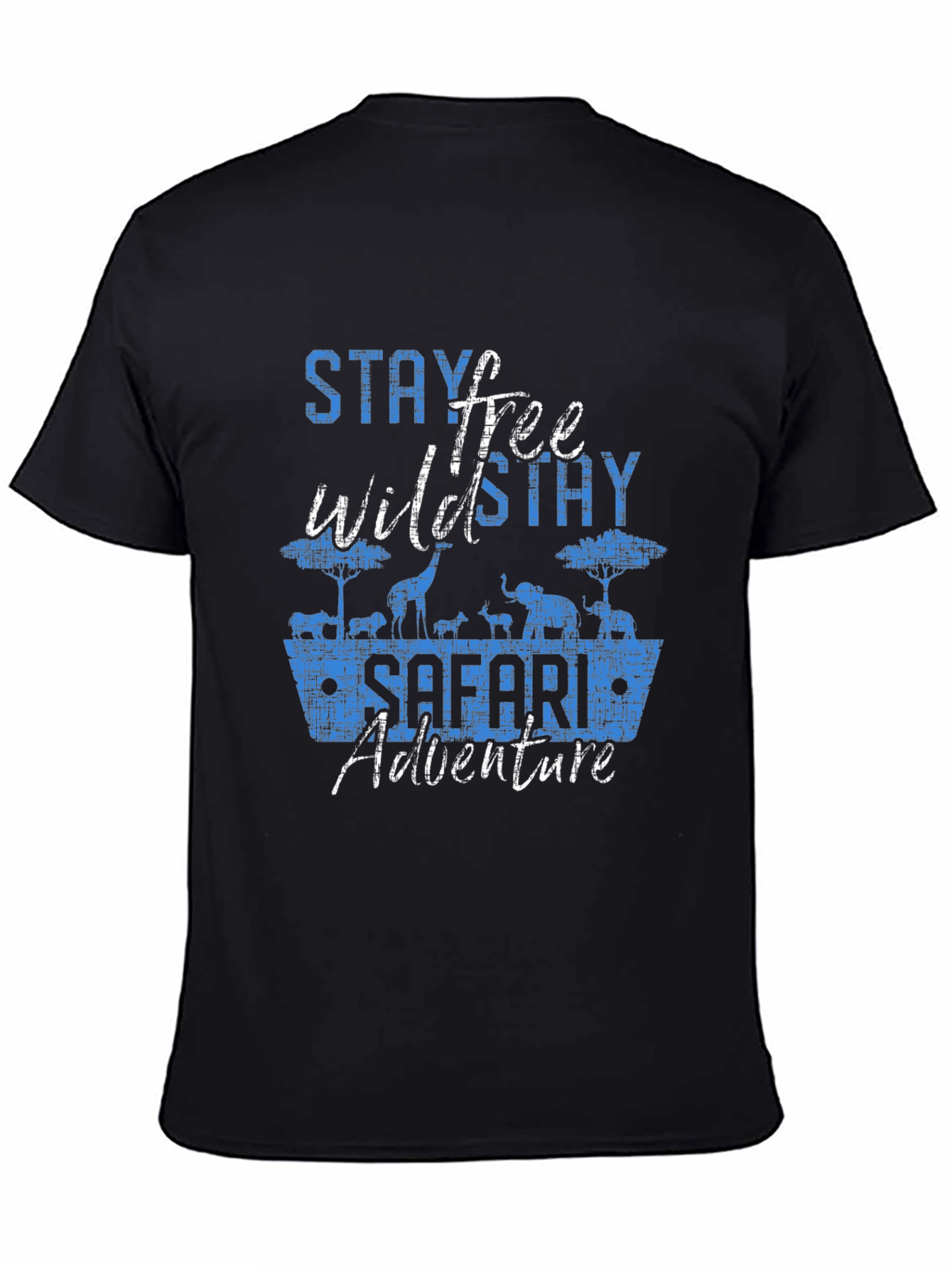 Black Stay Wild Free Safari Adventure Graphic Tee view 4