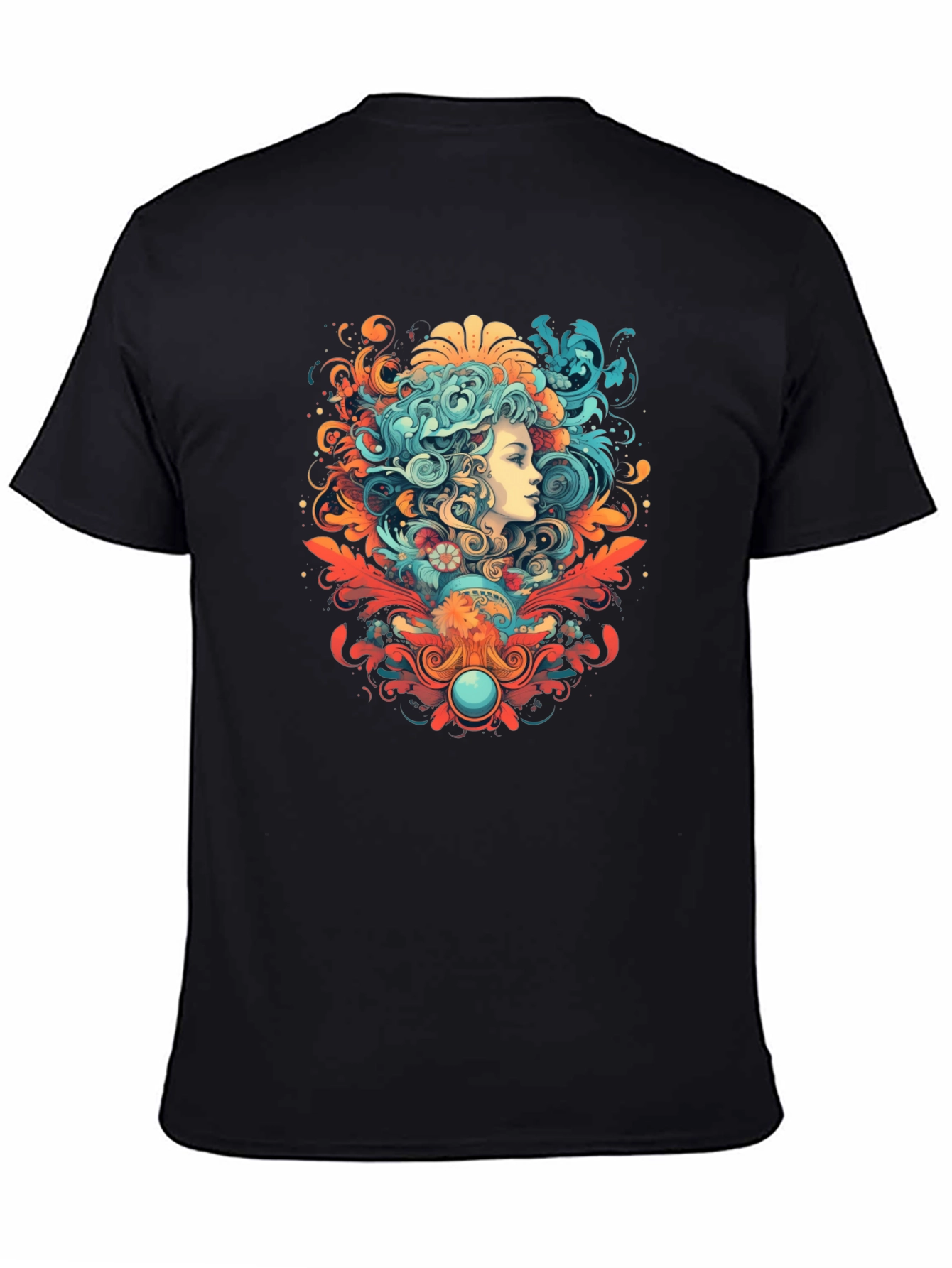 Black Psychedelic Woman Graphic Tee view 4
