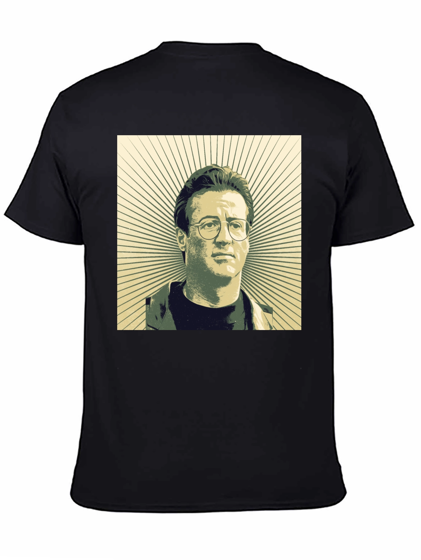Black Retro Portrait Graphic Tee - Black Cotton Shirt view 4