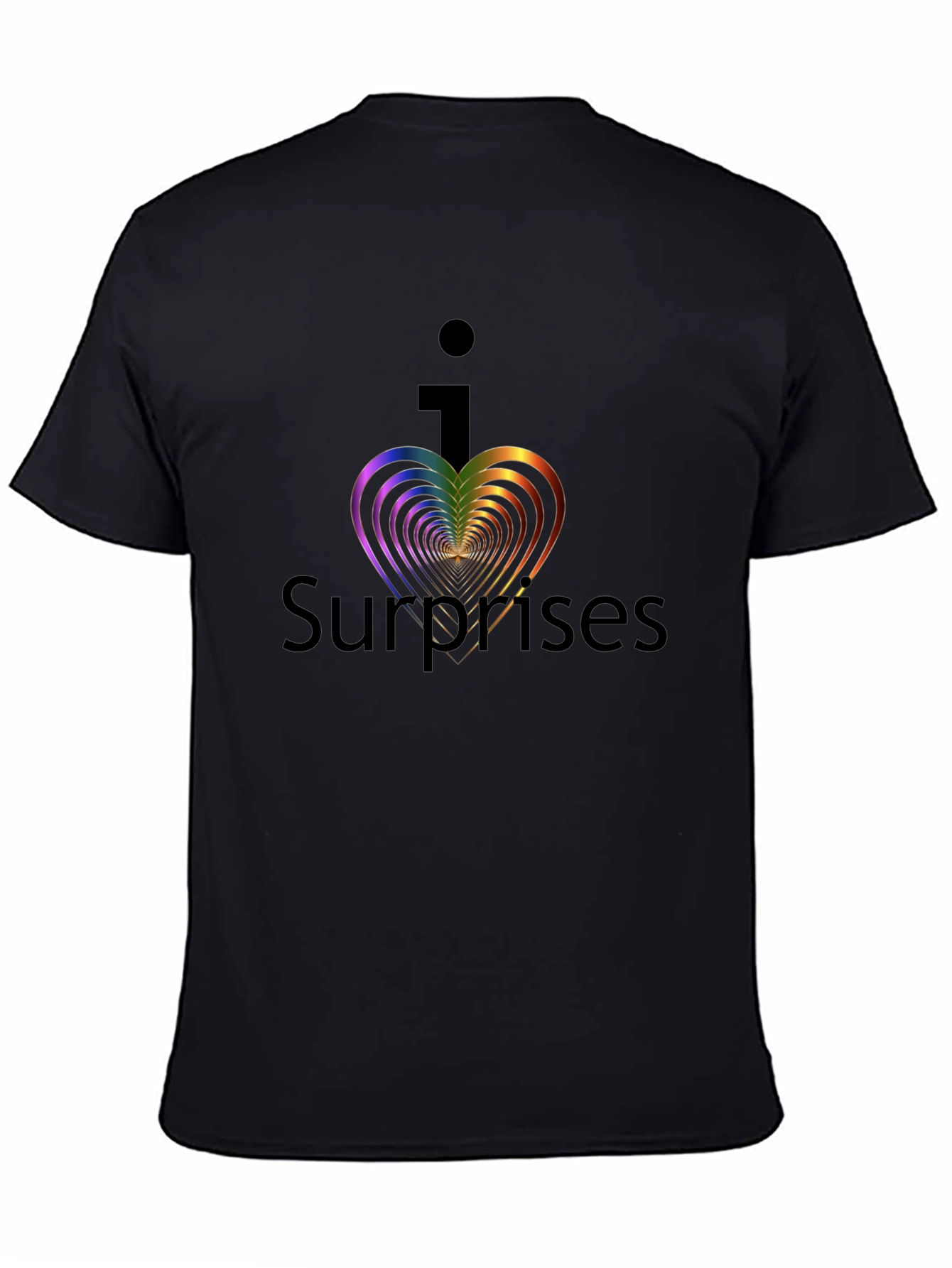 Black I Heart Surprises Graphic Tee - Black Unisex T-Shirt view 4