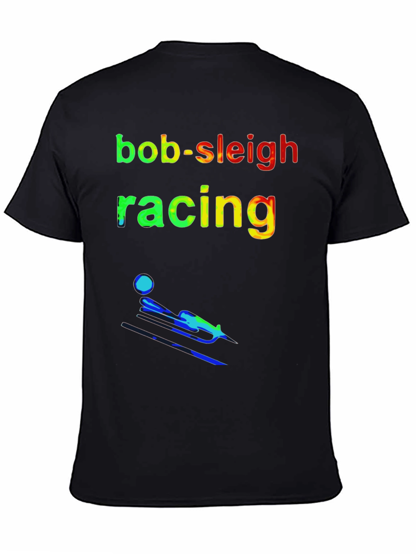 Black Bob-Sleigh Racing T-Shirt - Sporty Design view 4