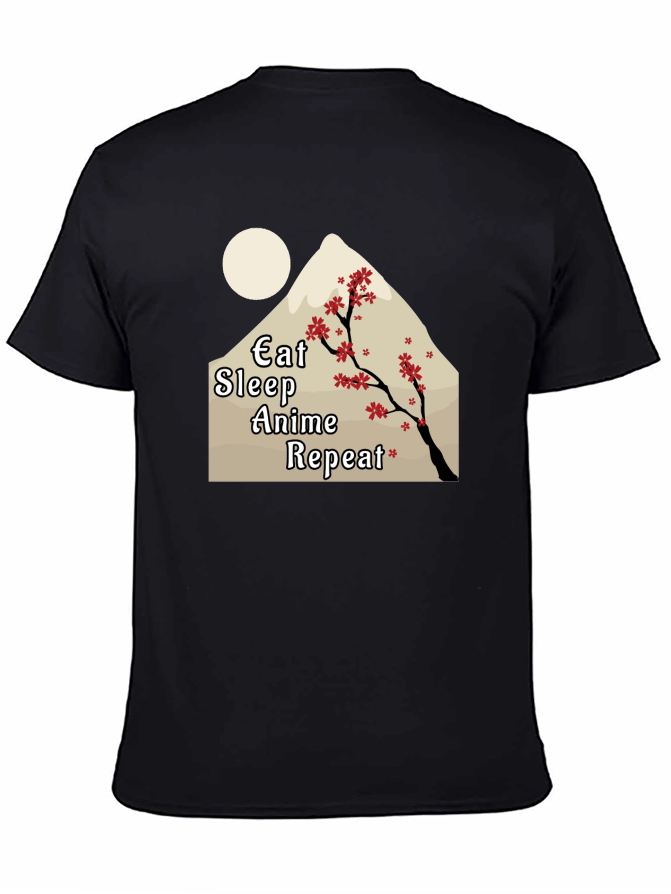 Black Eat Sleep Anime Repeat Black Tee view 4