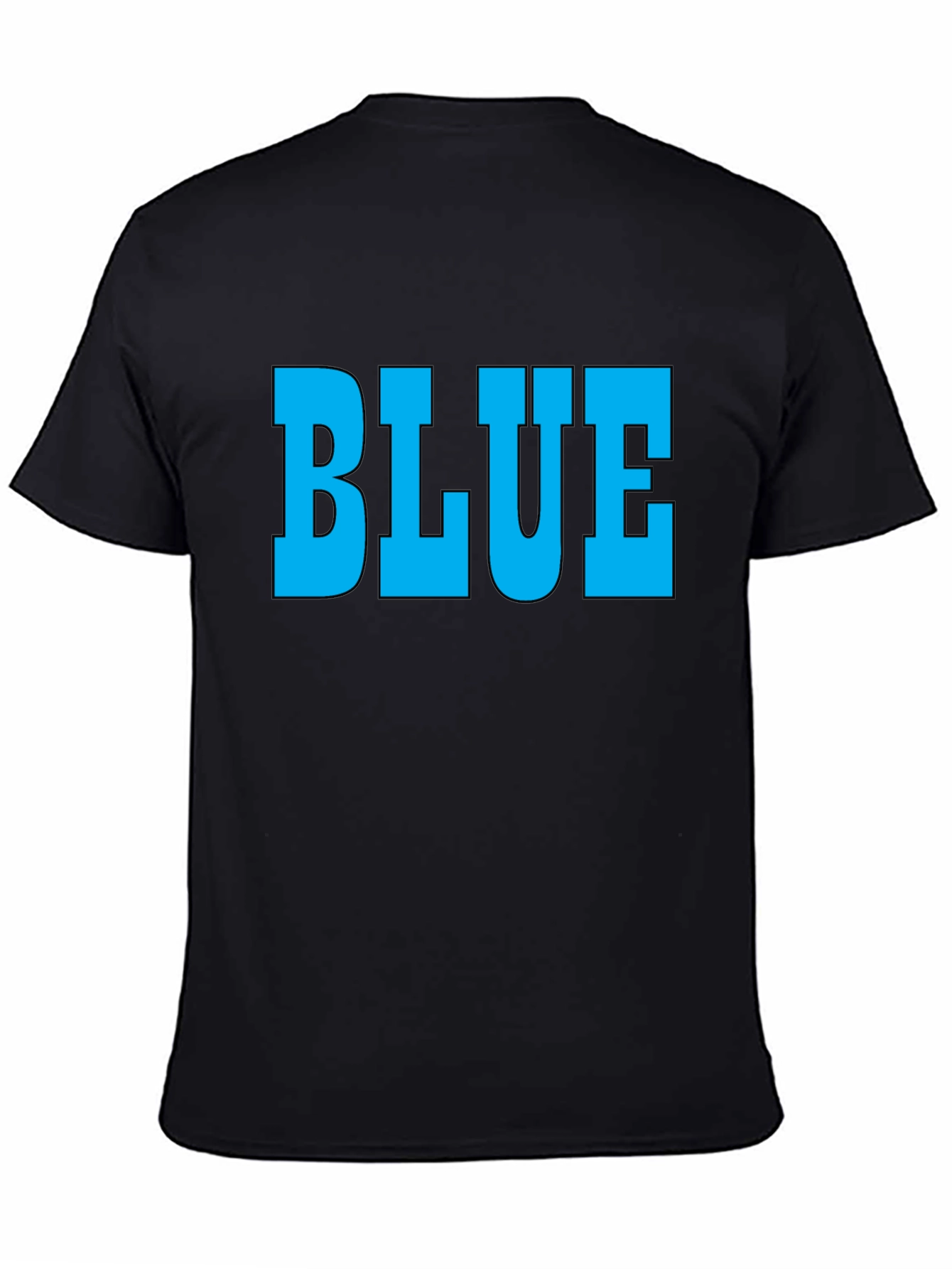 Black Bold "BLUE" Graphic T-Shirt - Classic Crew Neck Tee view 4