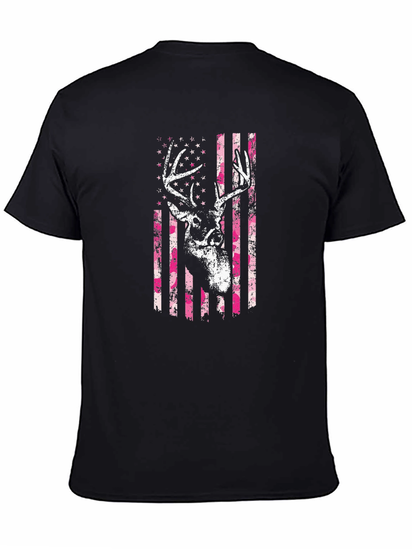 Black Deer American Flag Graphic T-Shirt view 4