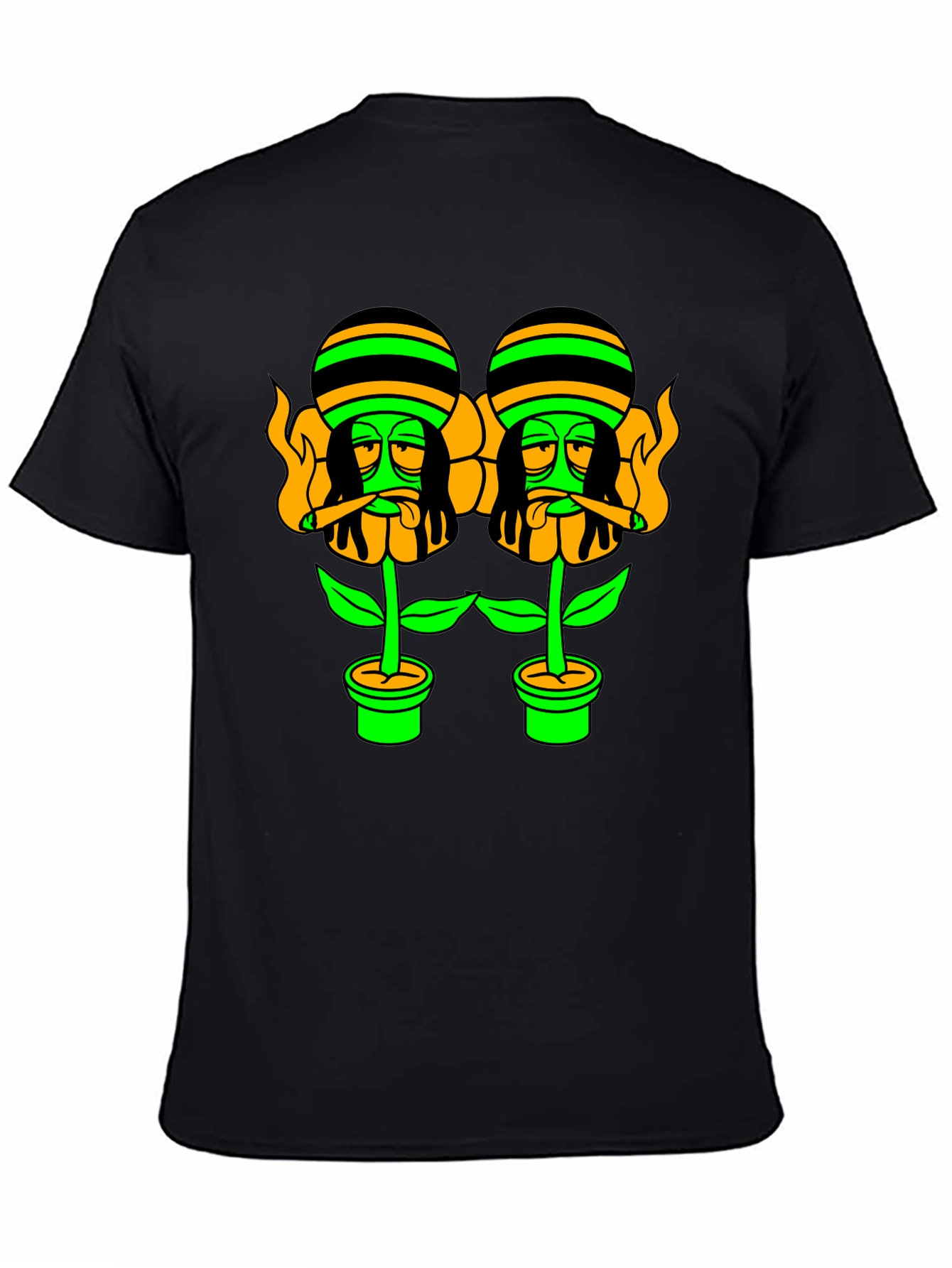 Black Rasta Flower Pot Graphic Tee - Black view 4