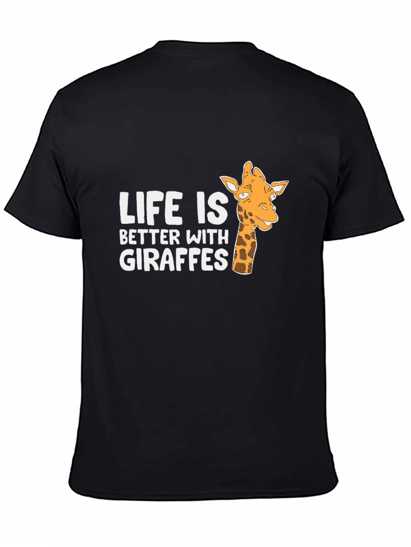 Black Life is Better with Giraffes Black T-Shirt view 4