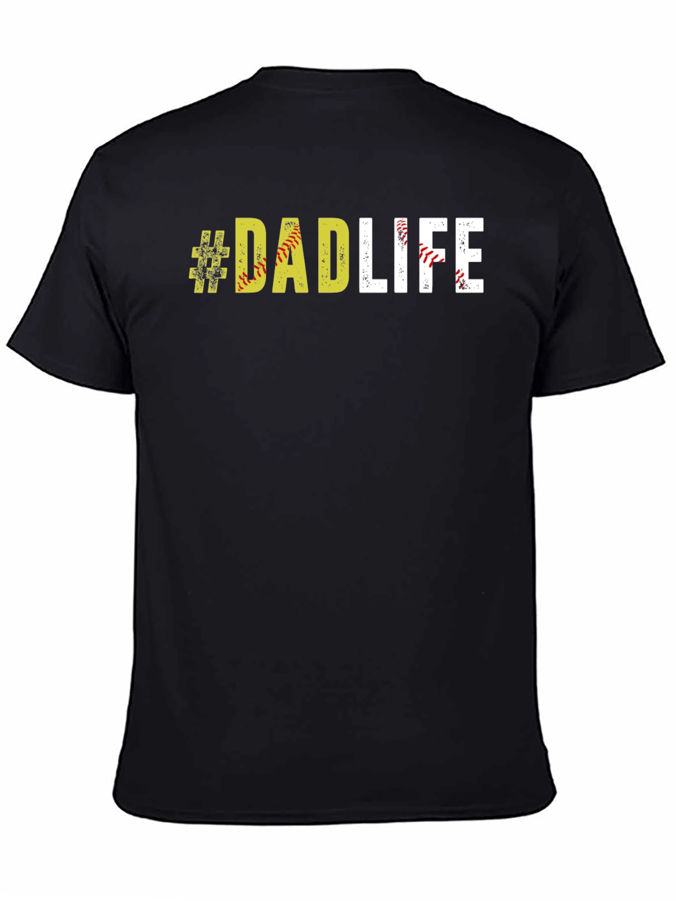 Black #DadLife Softball T-Shirt - Father's Day Apparel view 4