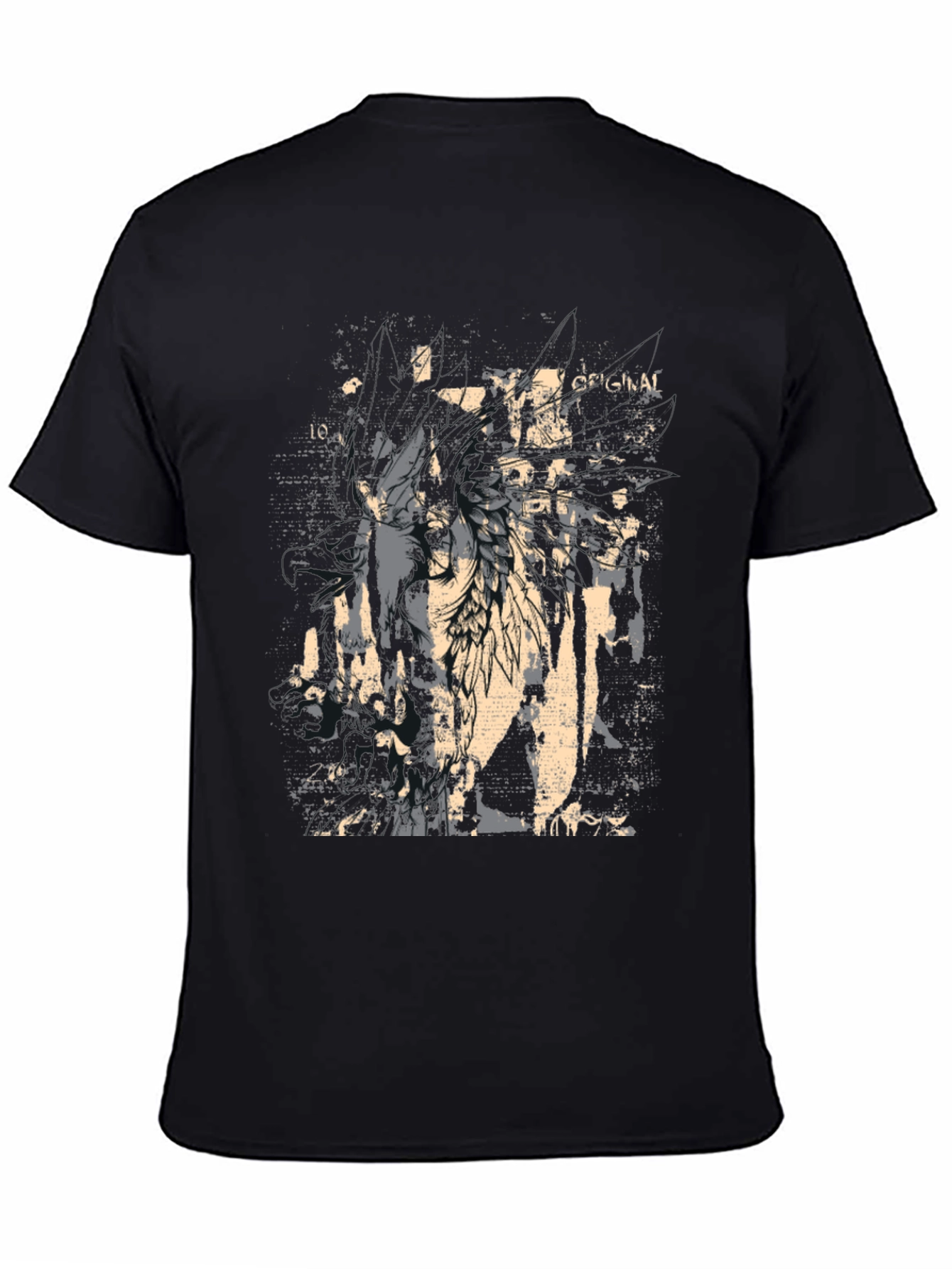 Black Grunge Graphic Print Black T-Shirt view 4