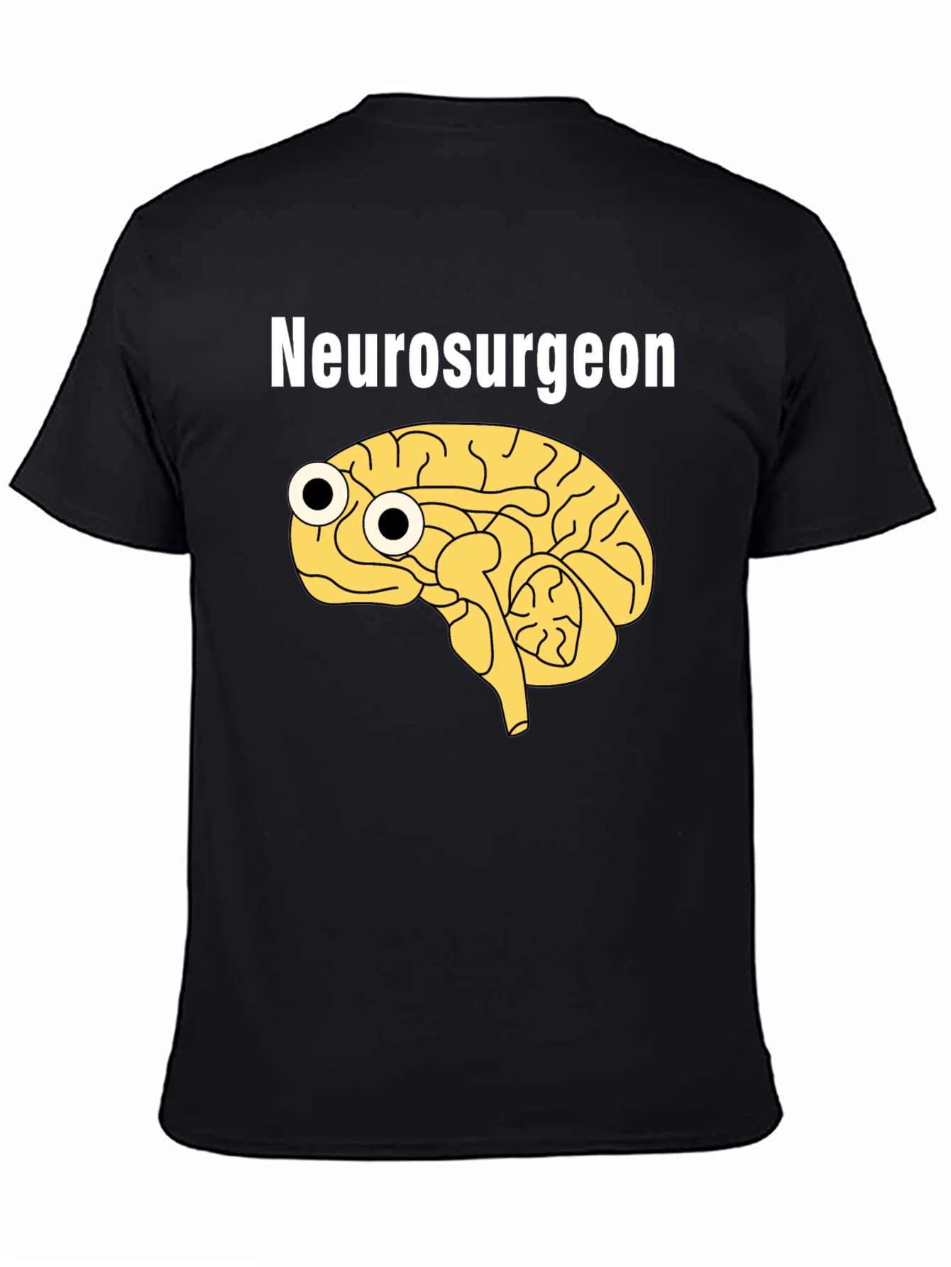 Black Funny Neurosurgeon Brain Googly Eyes Black T-Shirt view 4