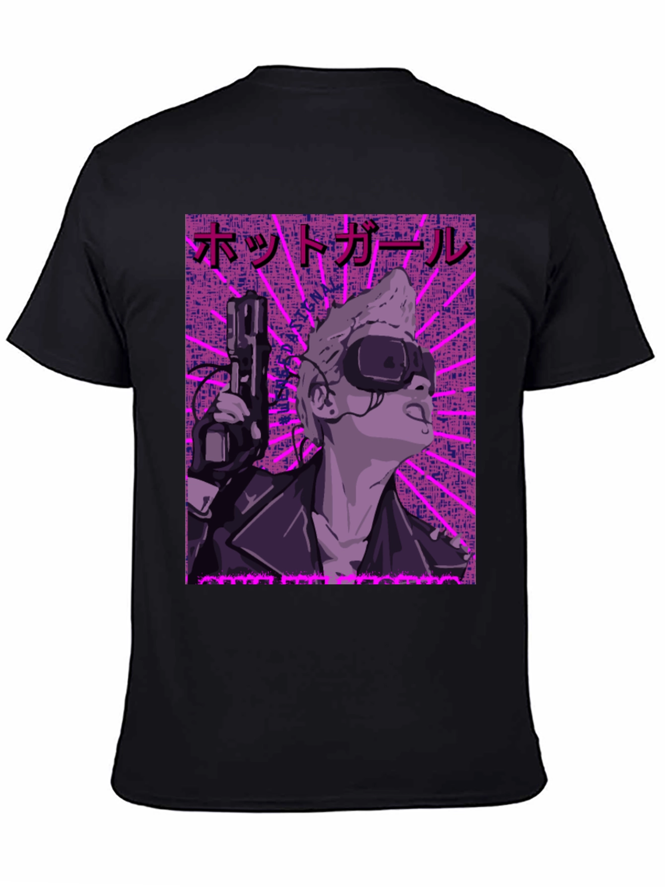 Black Cyberpunk Girl Graphic Print Tee view 4
