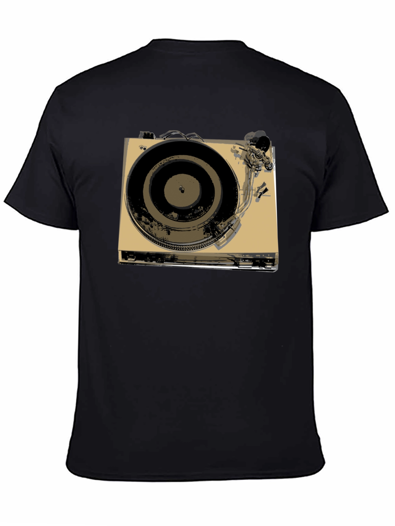 Black Vintage Turntable Graphic Tee - Retro DJ Style view 4