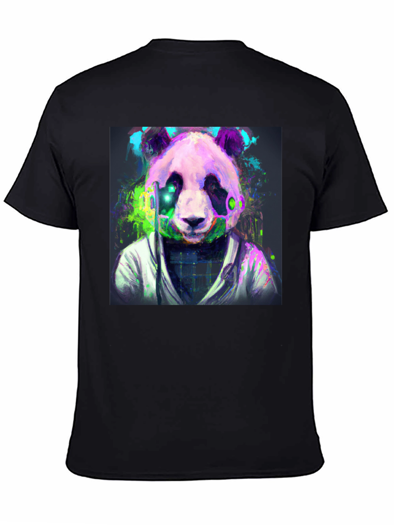 Black Cyber Panda Graphic Tee - Modern Style view 4