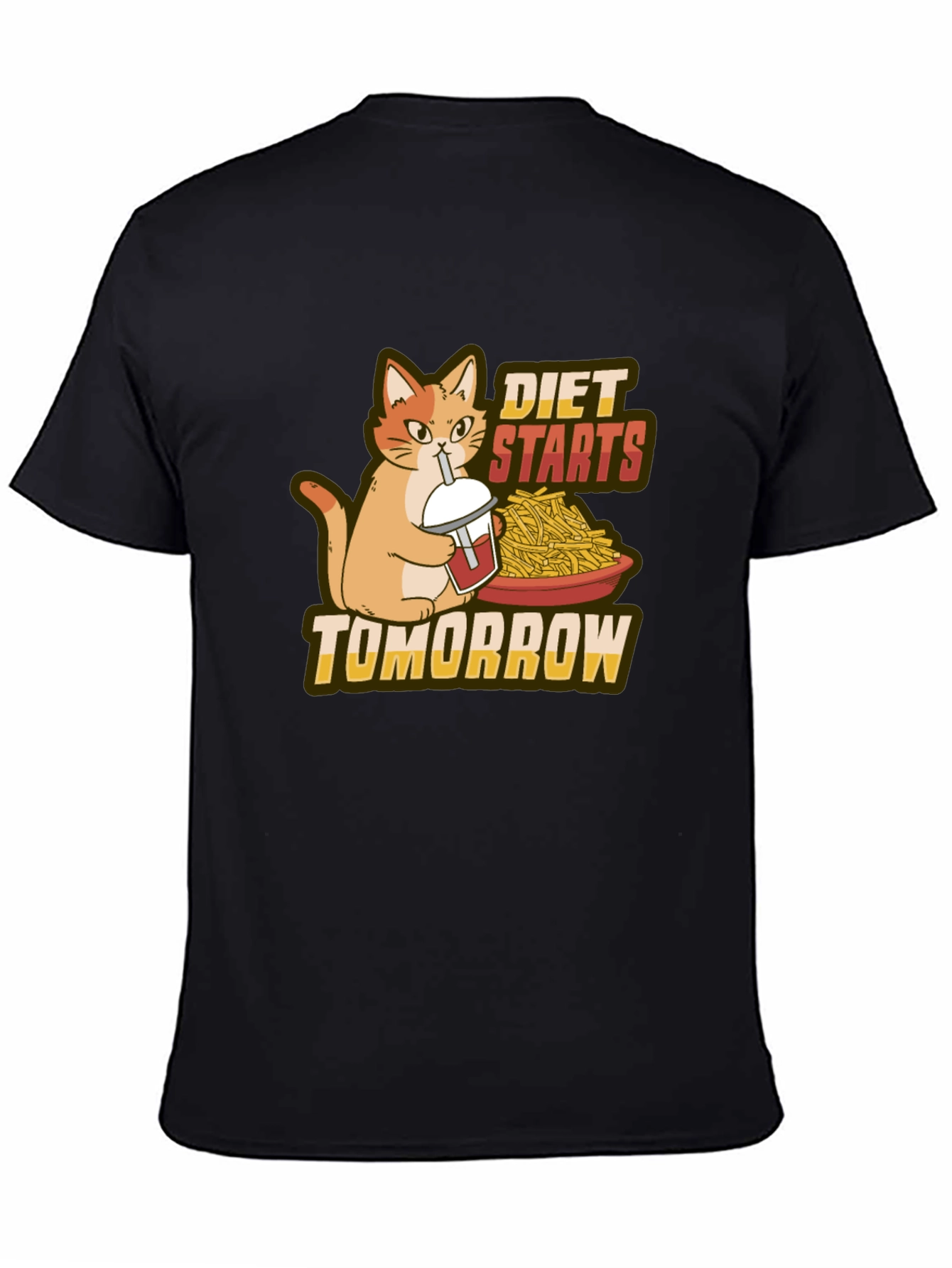 Black Diet Starts Tomorrow Funny Cat T-Shirt view 4