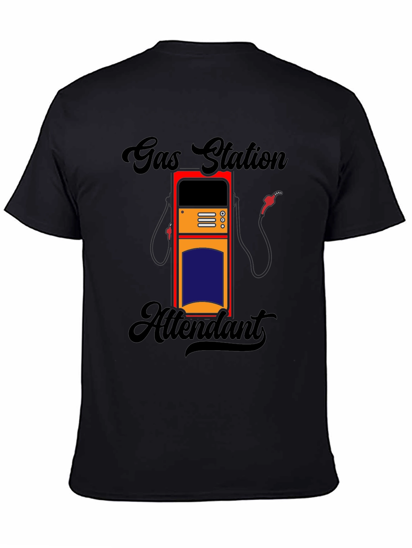 Black Gas Station Attendant Graphic Tee - Black Cotton Comfort view 4