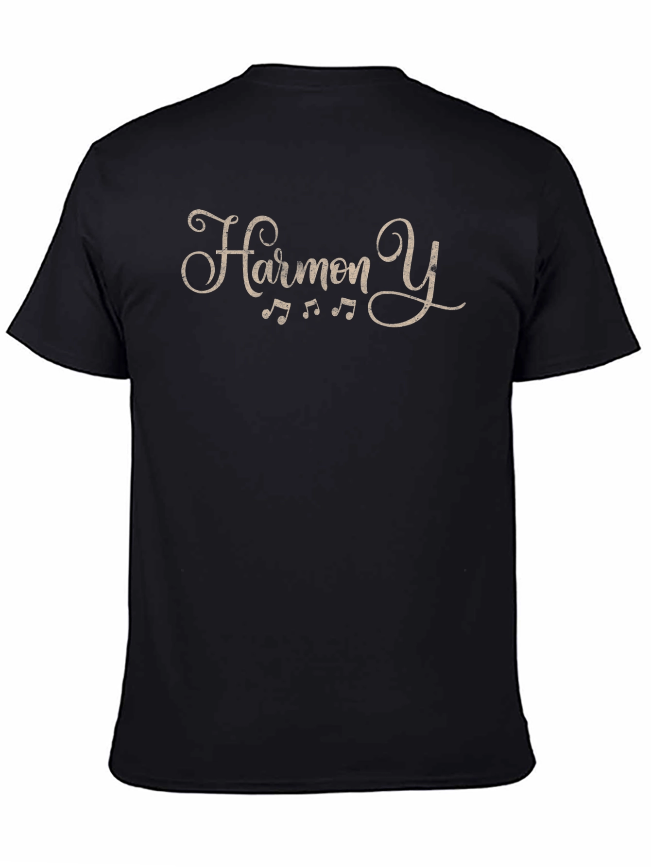 Black Harmony Y Black T-Shirt - Musical Design view 4