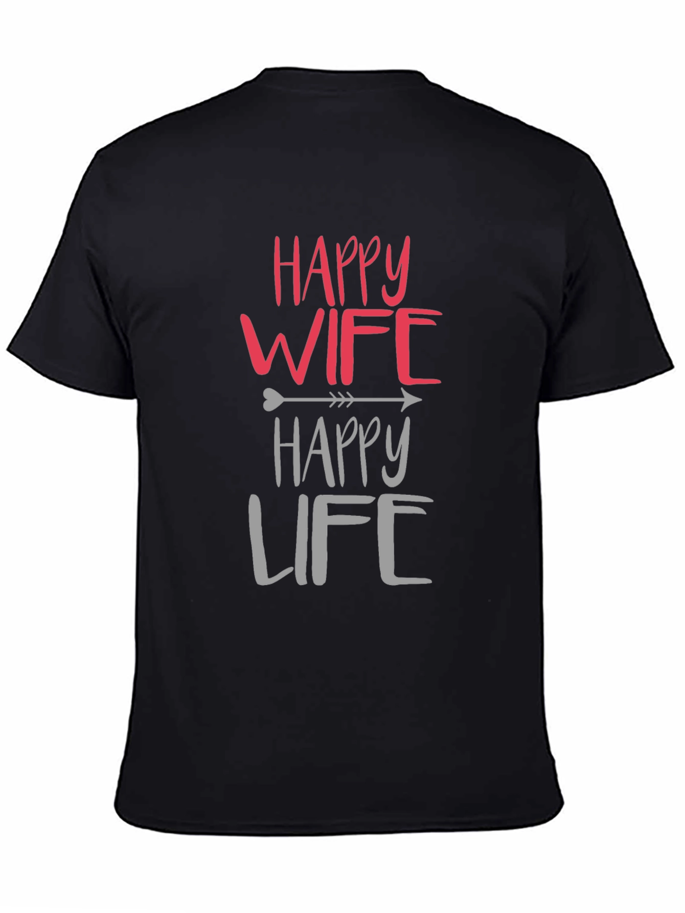 Black Happy Wife Happy Life Black Graphic T-Shirt view 4
