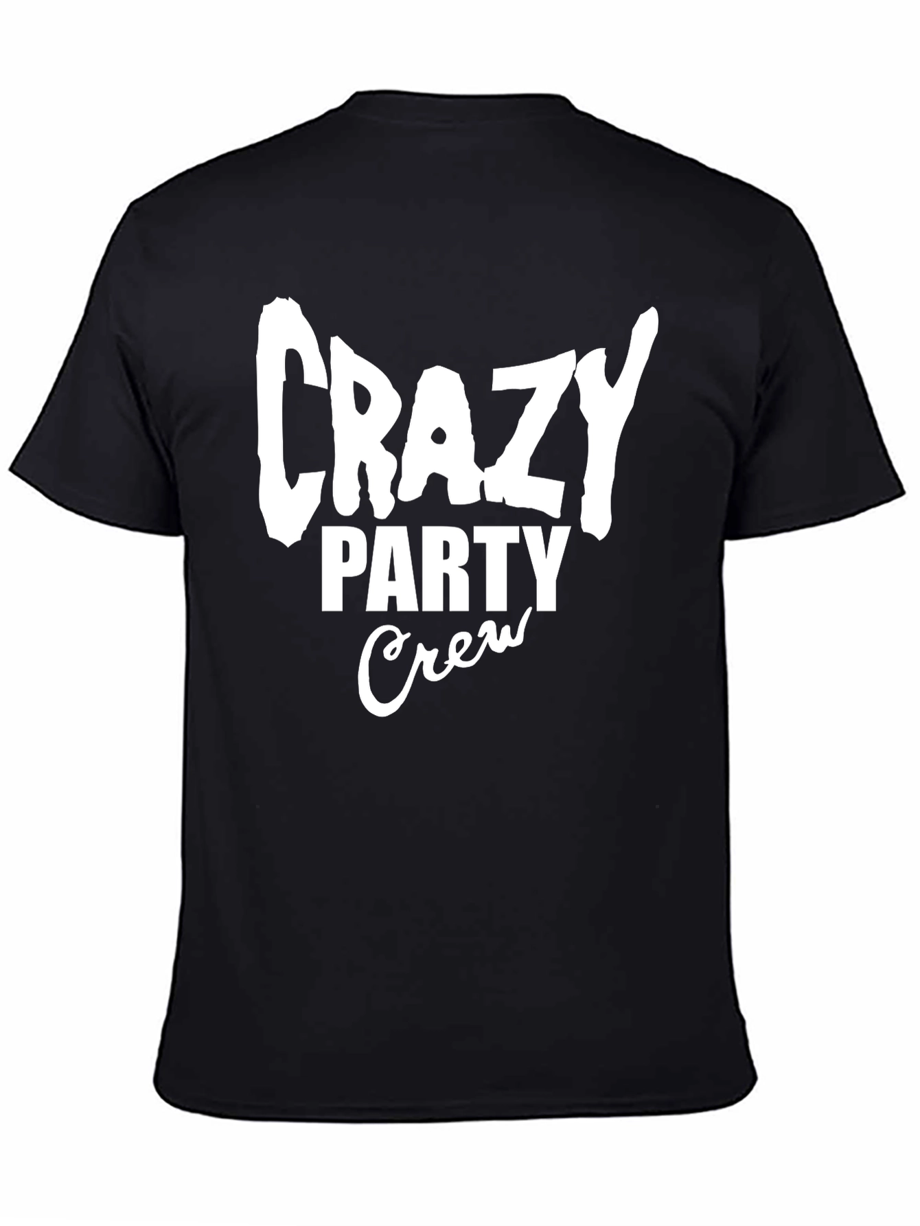 Black Crazy Party Crew Graphic Tee - Black Cotton T-Shirt view 4